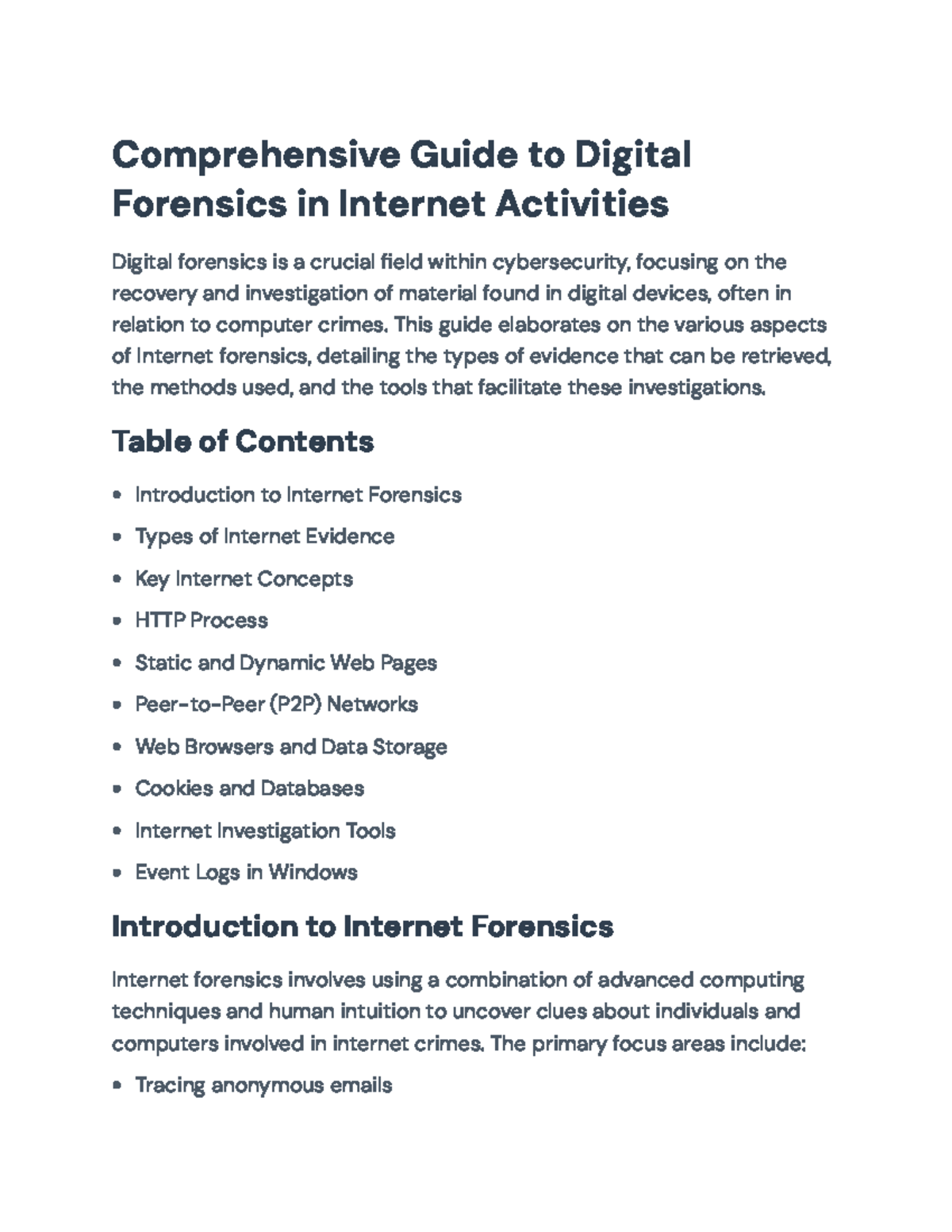 Comprehensive Guide to Digital Forensics in Internet Activities ...