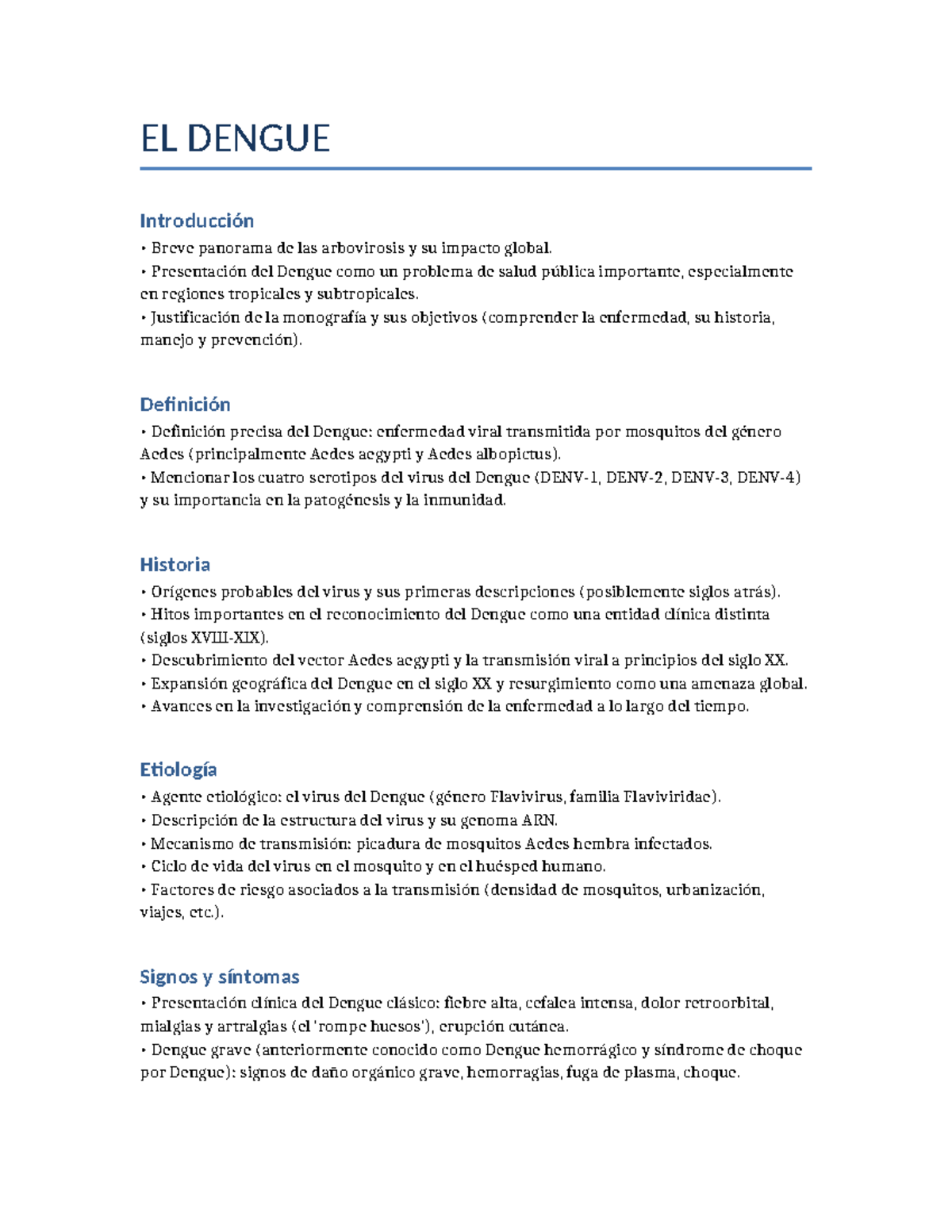 Monografía sobre el Dengue: Impacto, Historia y Prevención - Document Preview