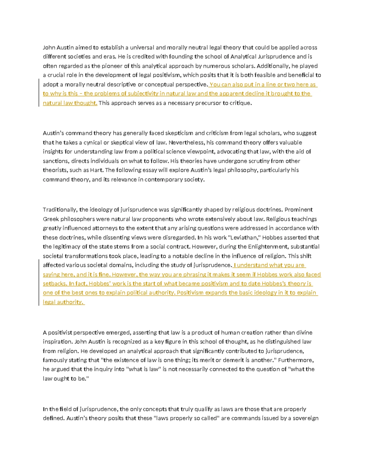 Austin's Command Theory of Law: A Critical Analysis Essay - Studocu