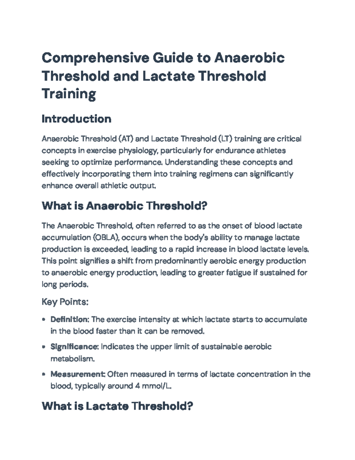 Anaerobic and Lactate Threshold Training: A Comprehensive Guide ...