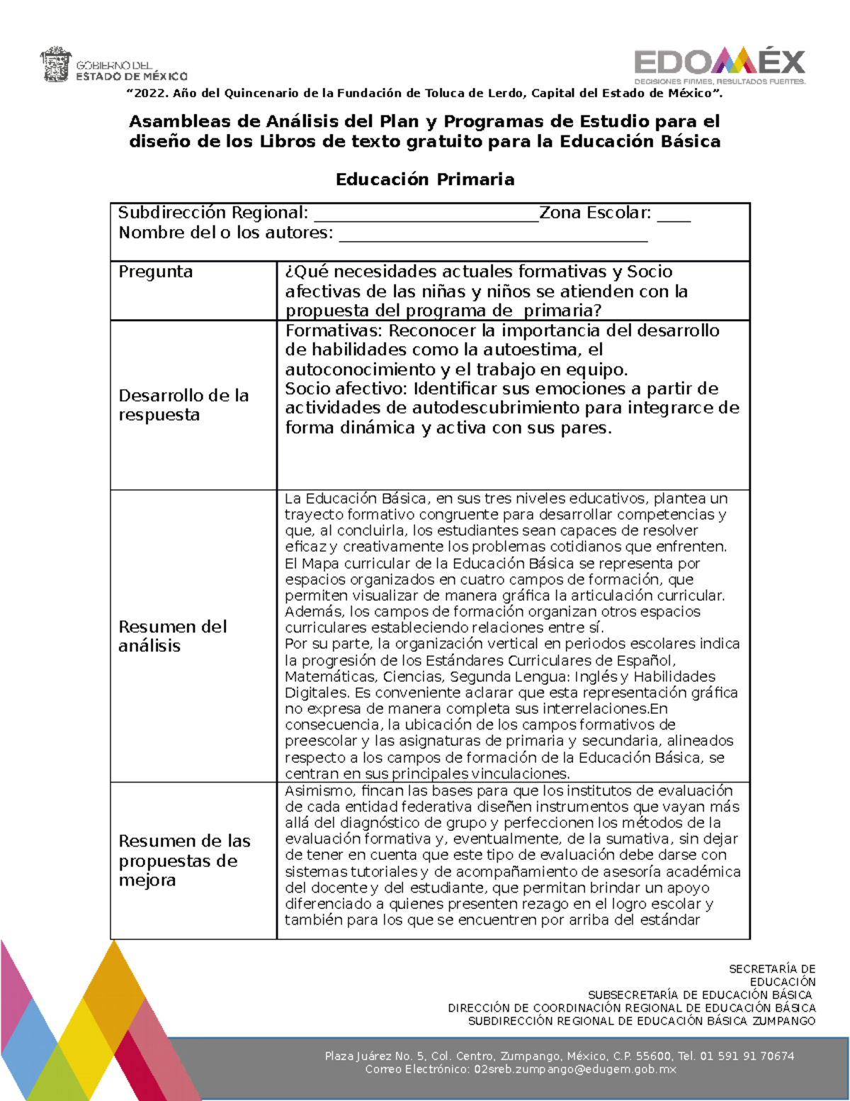 Formato de Análisis del Plan y Programa de Estudio en Educación ...