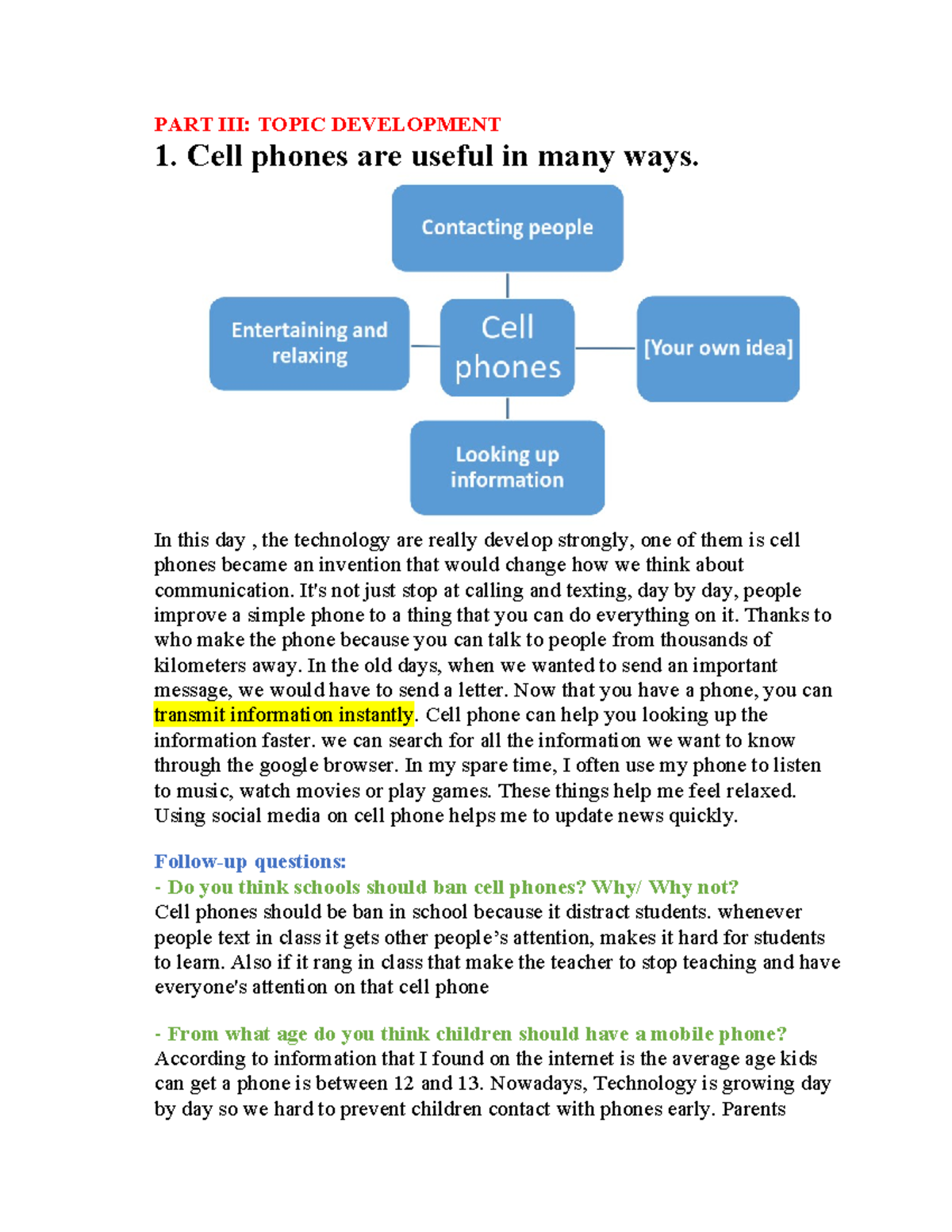 B1 - Part 3: The Impact of Cell Phones and Technology on Society - Studocu