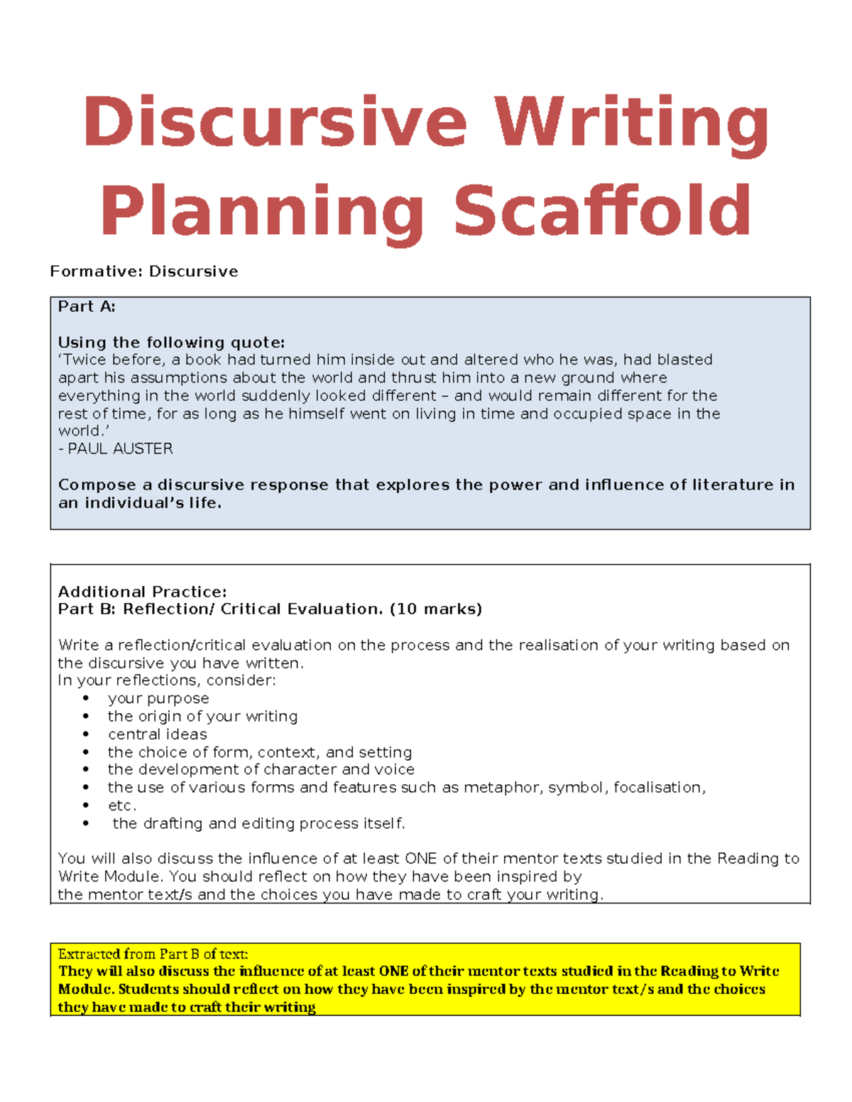 Discursive Writing Planning Scaffold: Exploring Literature's Influence ...