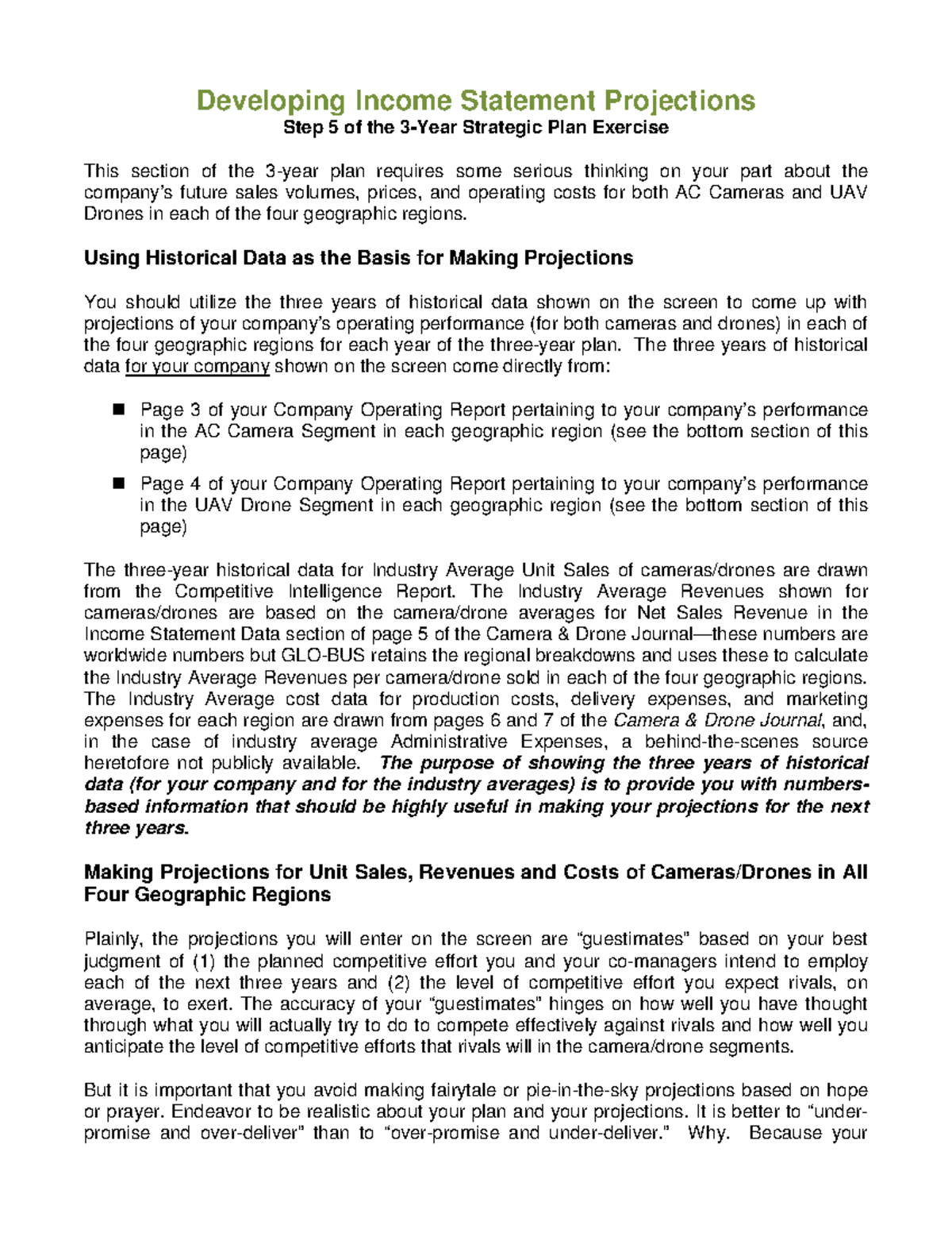 Step 5: Income Statement Projections for 3-Year Strategic Plan - Studocu