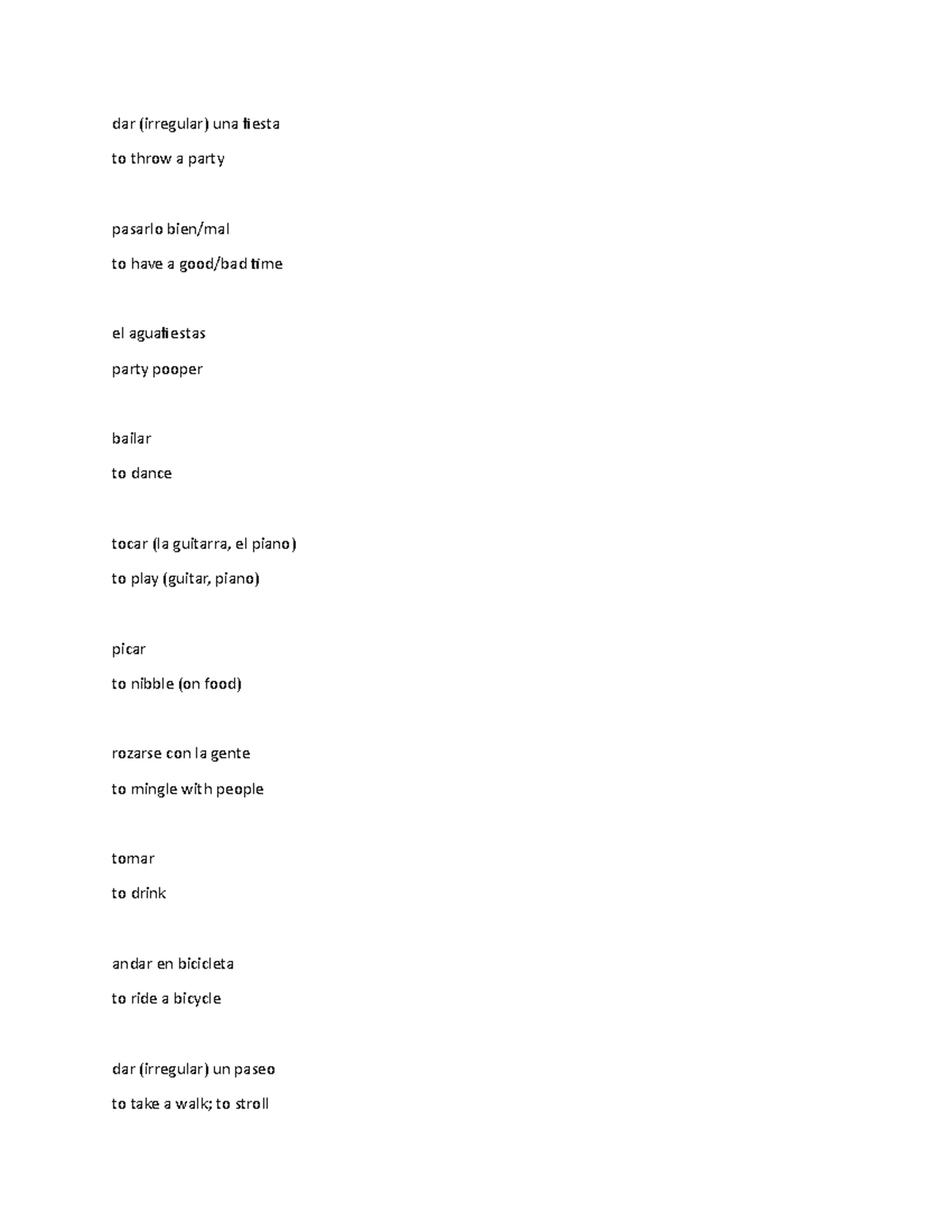 Spanish 1120: Extended Writing Homework Set 4 - Lección 2A Activities ...