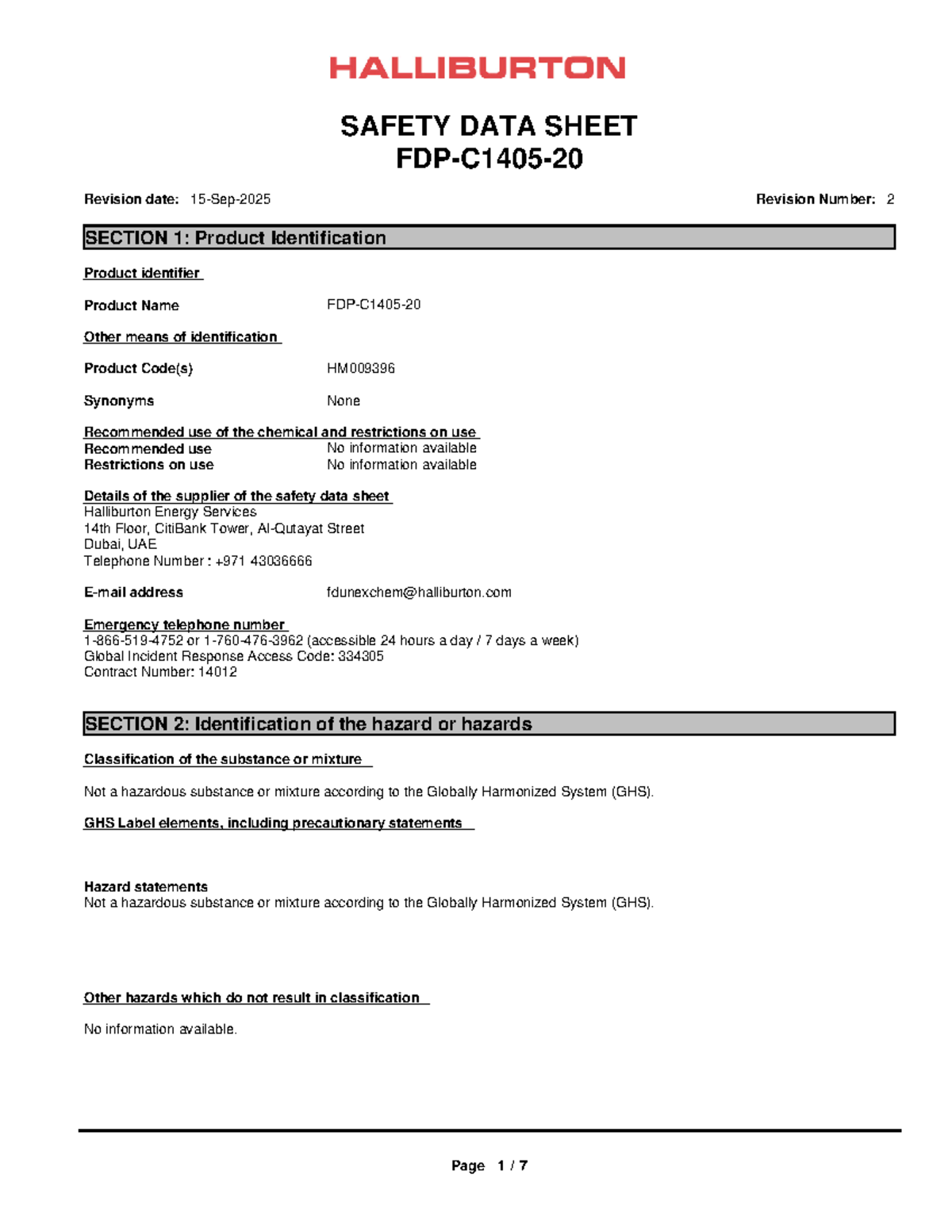 FDP-C1405-20 - Safety Data Sheet for Product HM009396 - Studocu