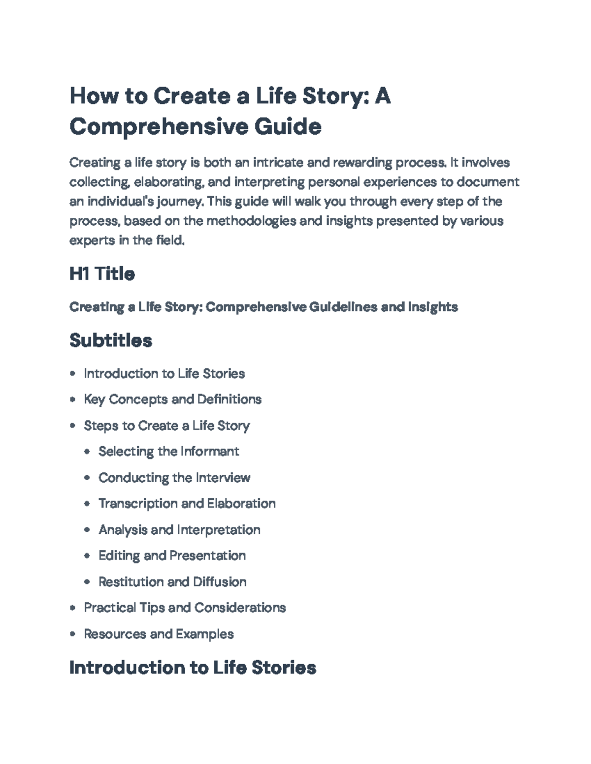 Creating a Life Story: A Comprehensive Guide to Personal Narratives ...