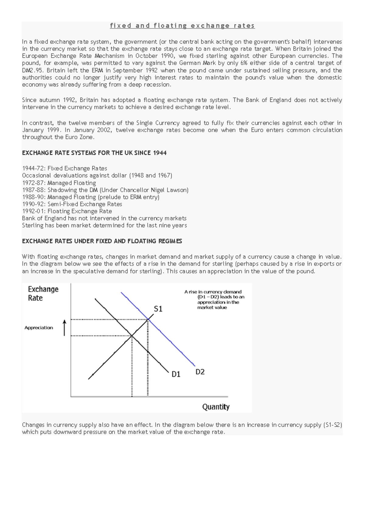 Fixed and Floating Exchange Rates: A Comprehensive Overview - Studocu
