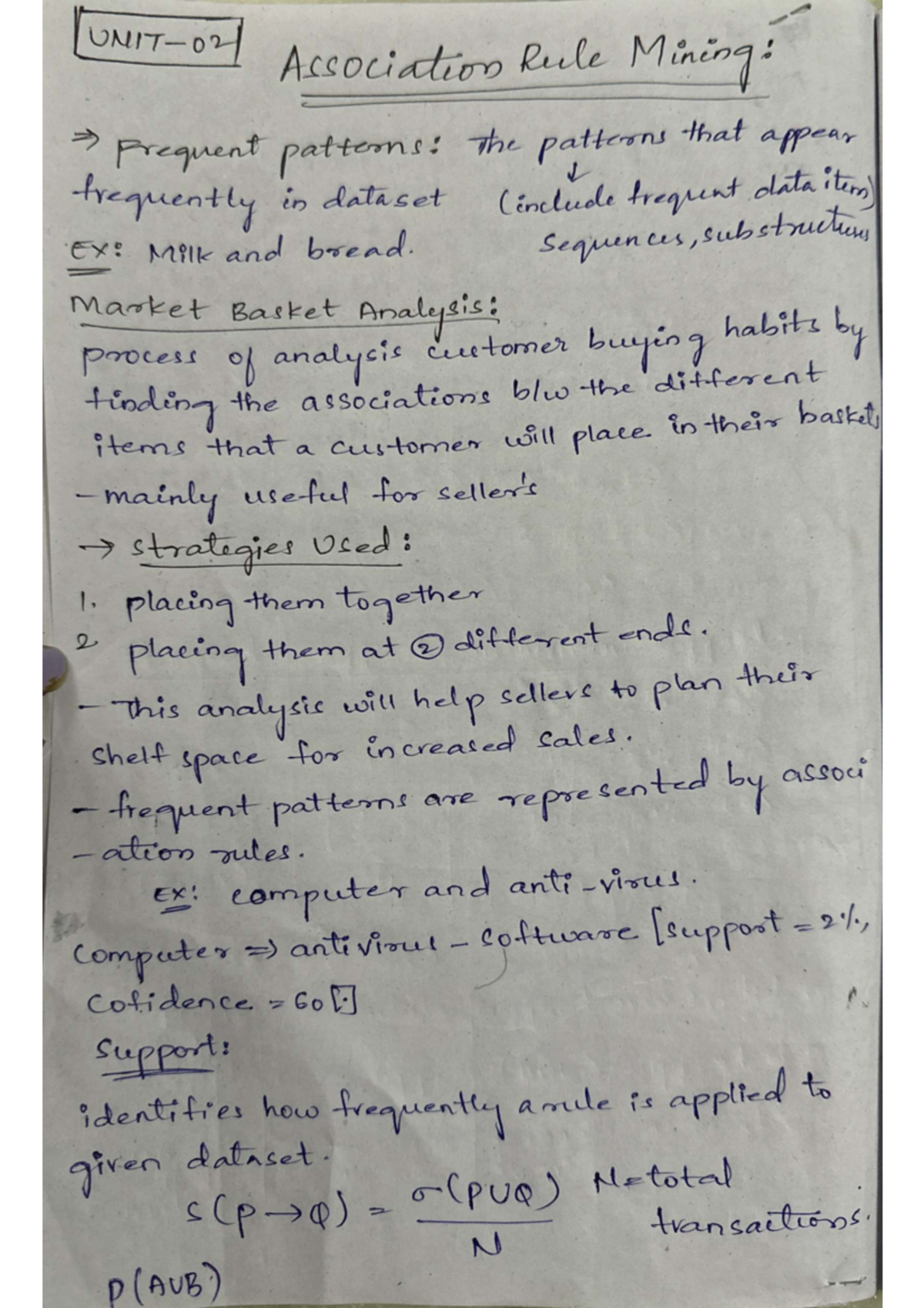 DM Unit 2: Association Rule Mining & Market Basket Analysis Notes - Studocu