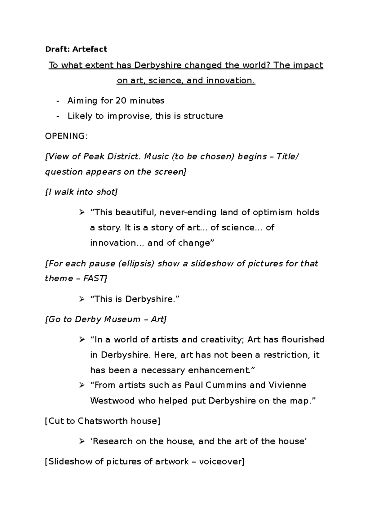 Artefact Script: The Impact of Dershire on Art, Science & Innovation ...