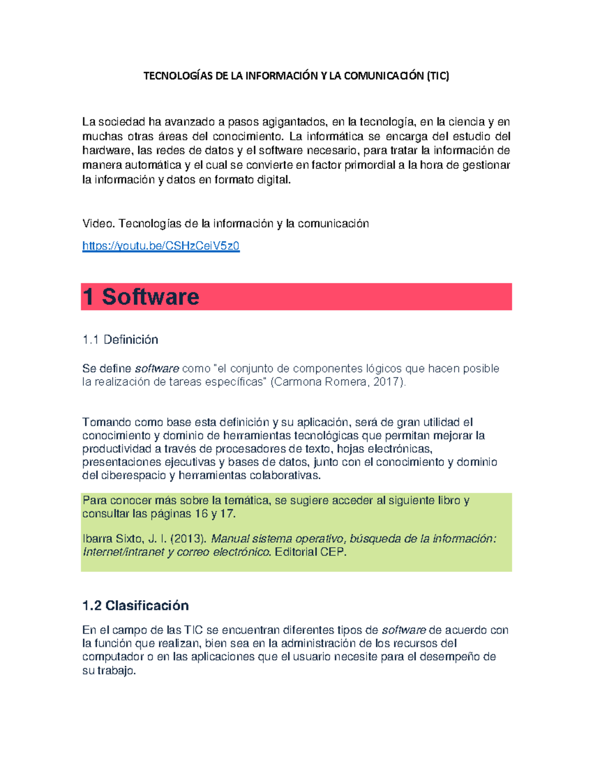TIC: Importancia y Clasificación del Software y Herramientas Web - Studocu