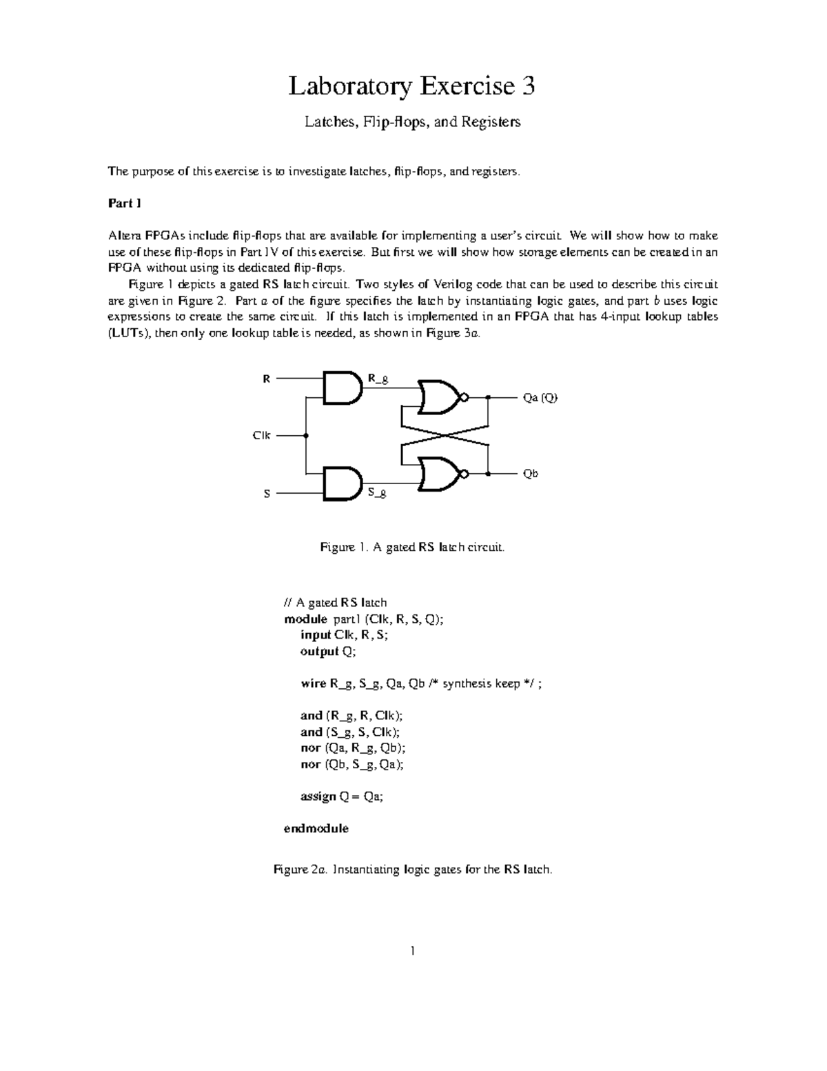 Lab 3: Latches and Registers in Verilog - FPGA Implementation - Studocu