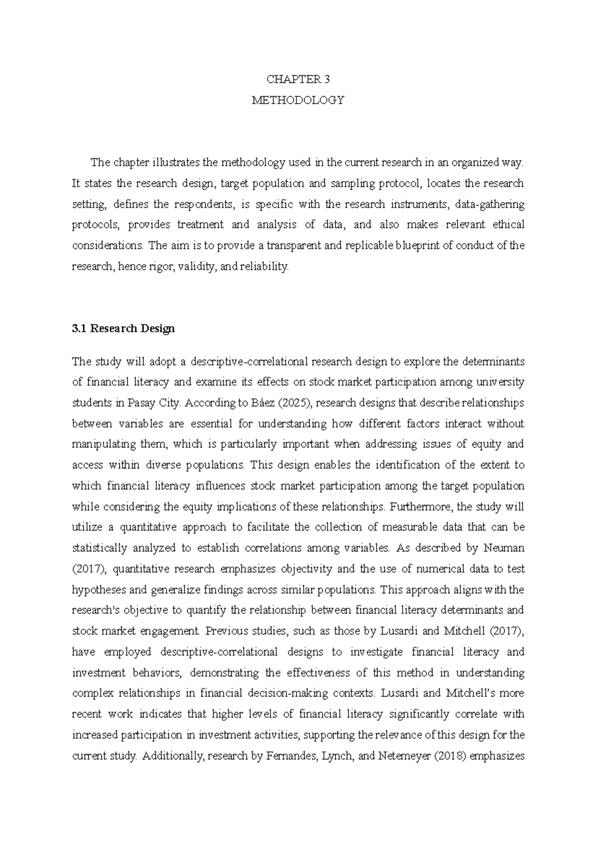 CHAPTER 3 METHODOLOGY: Research Design & Data Analysis in FM 101 - Studocu