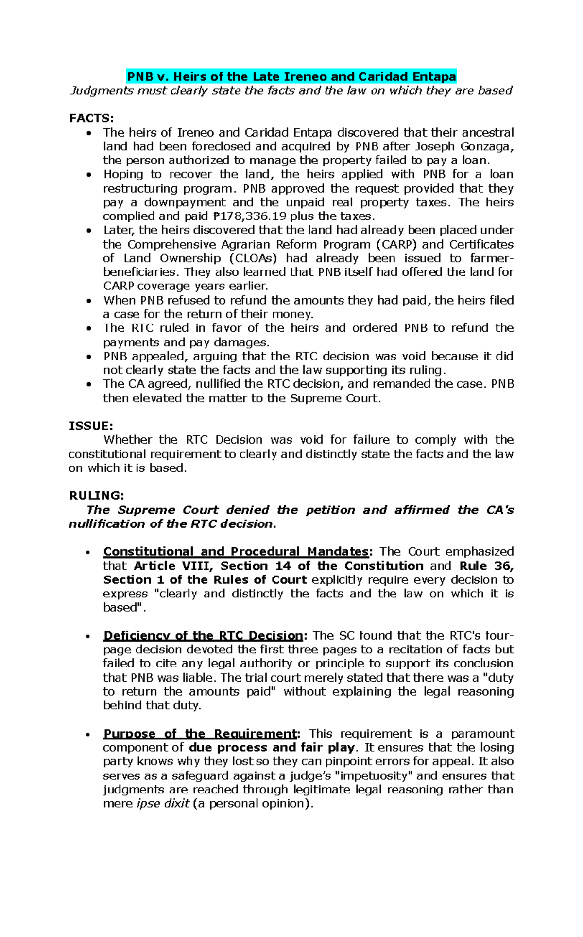 Rule 36 Case Digests: Key Judgments and Legal Principles - Studocu