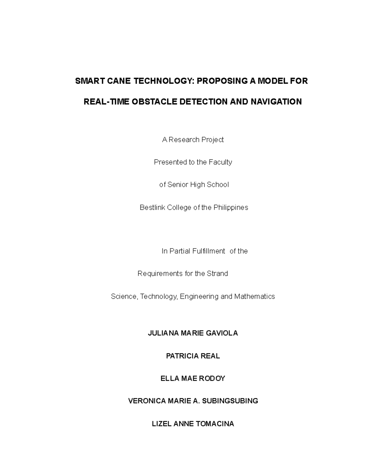 SMART CANE TECHNOLOGY: A Model for Obstacle Detection & Navigation ...