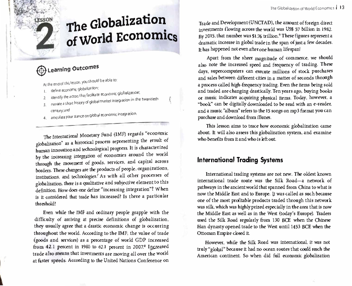 Contemporary World: The Globalization of World Economics (ECO 101 ...