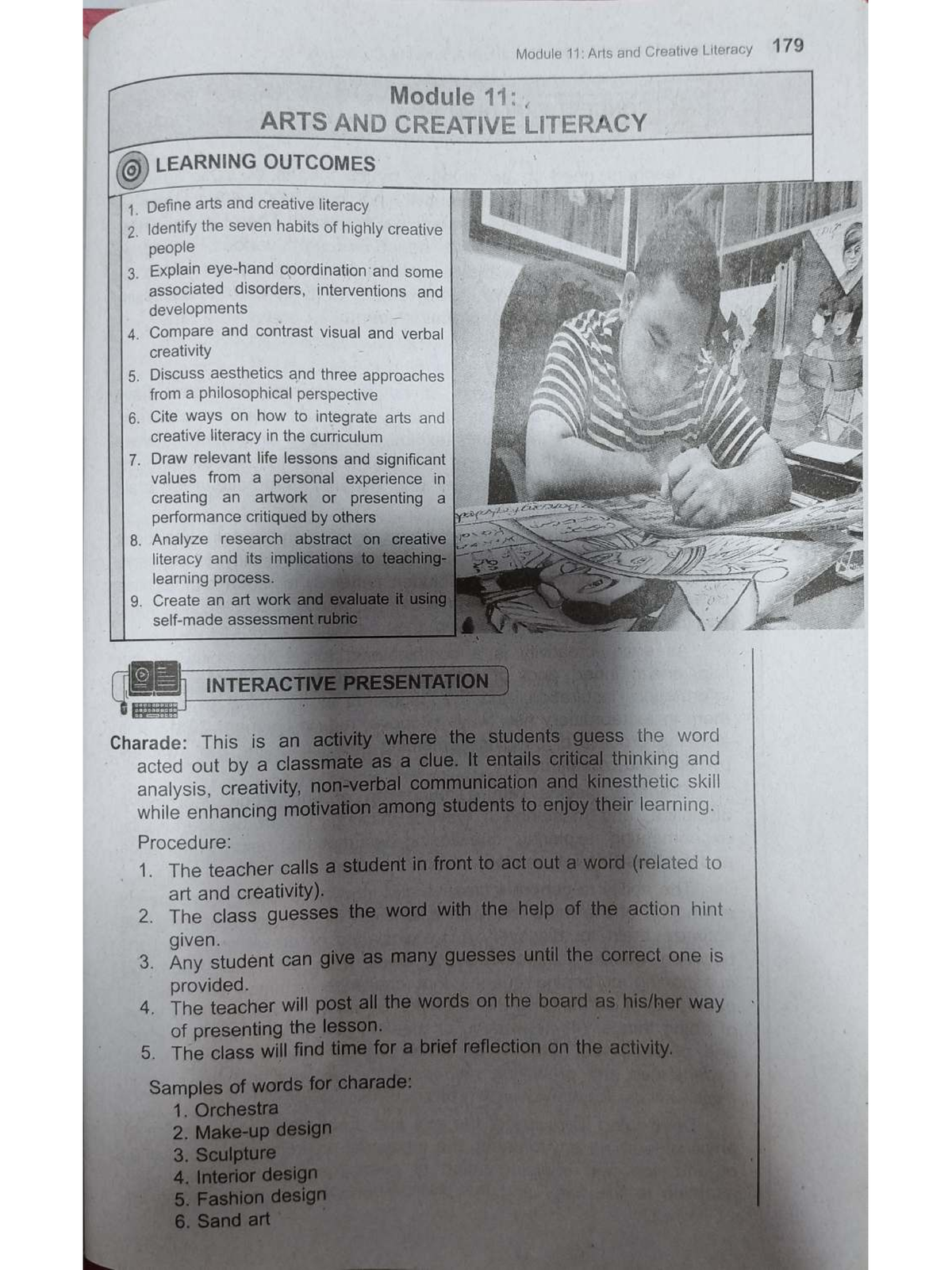 Module 11: Arts and Creative Literacy - Learning Outcomes and ...