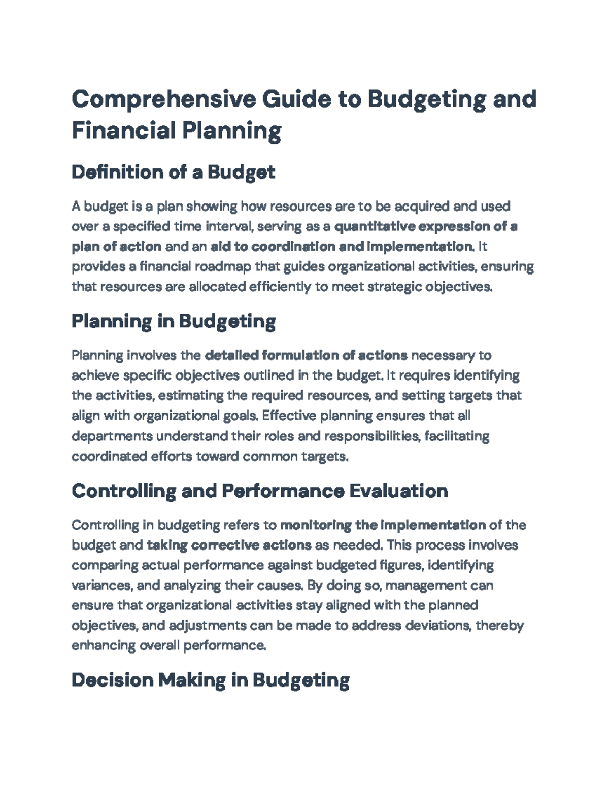 Comprehensive Guide to Budgeting & Financial Planning (Course Code: 101 ...