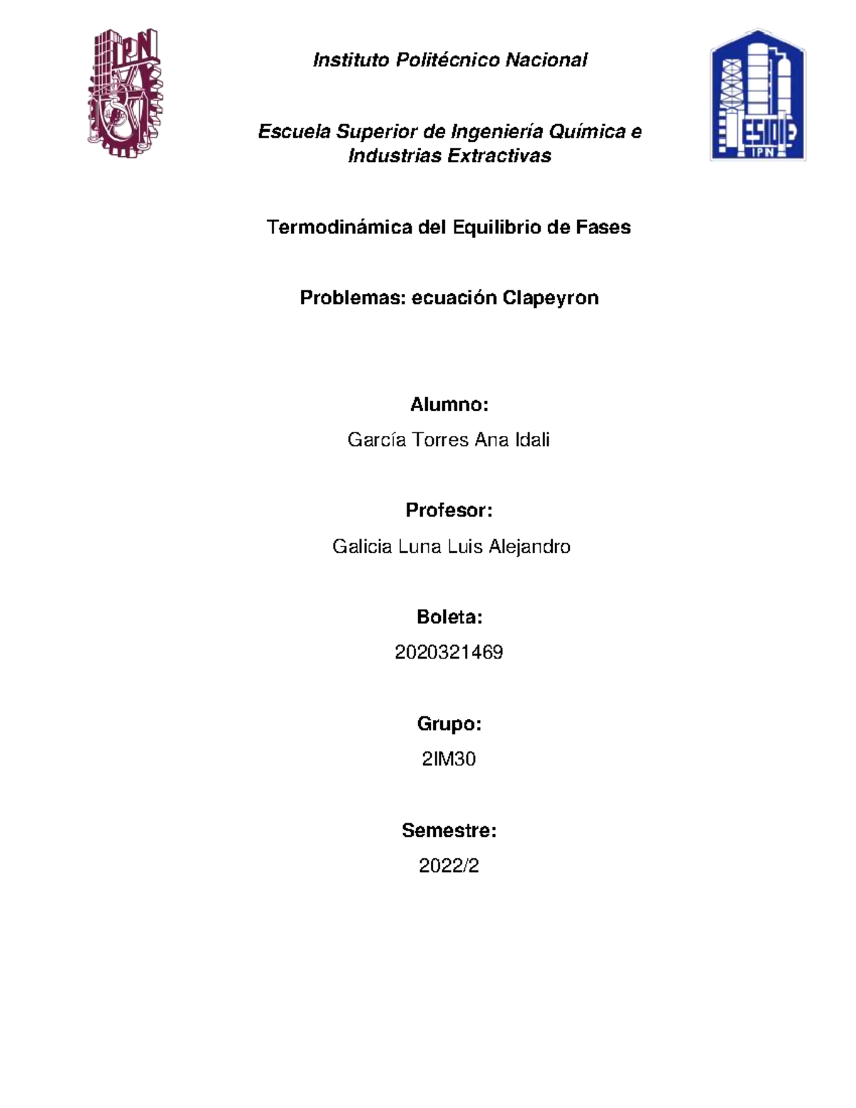 Problemas Resueltos de Termodinámica: Ecuación de Clapeyron - Document Preview
