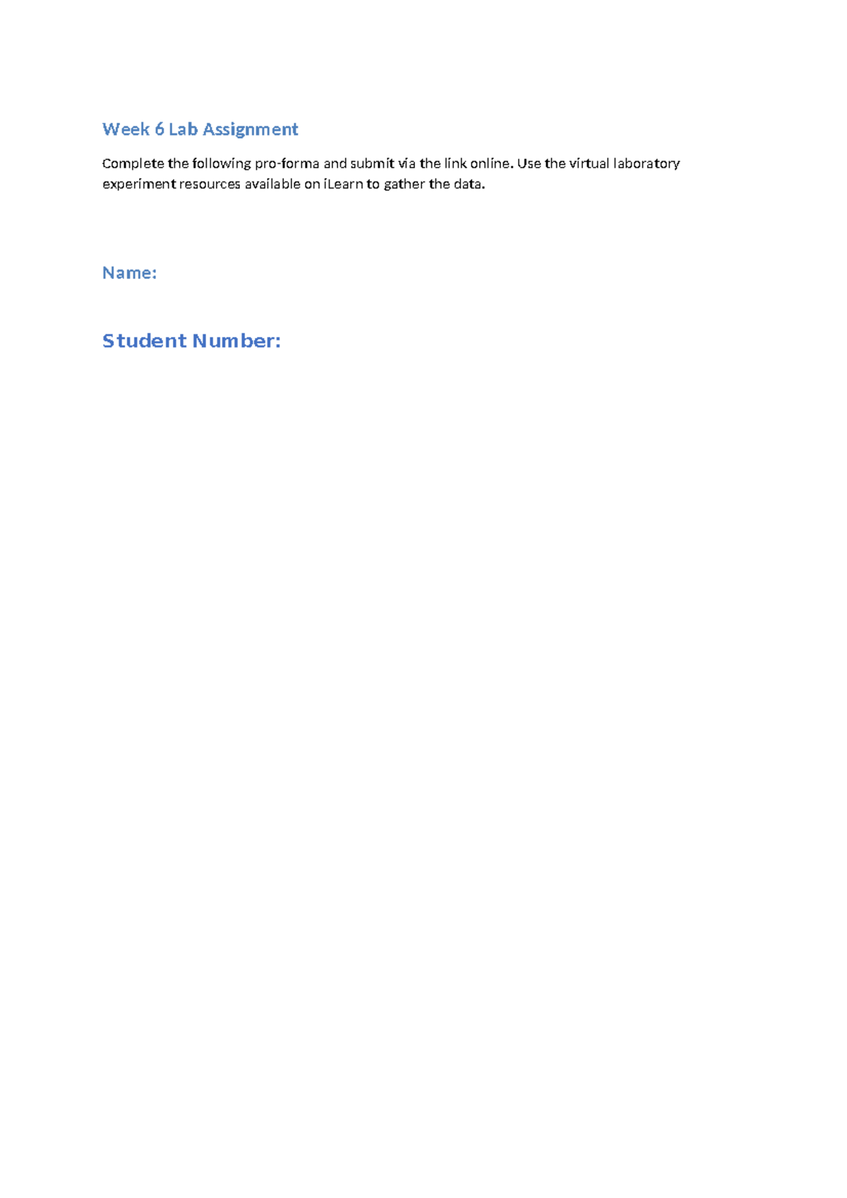 Week Lab1 CLS - Week 1 Lab for CLS - Week 6 Lab Assignment Complete the ...