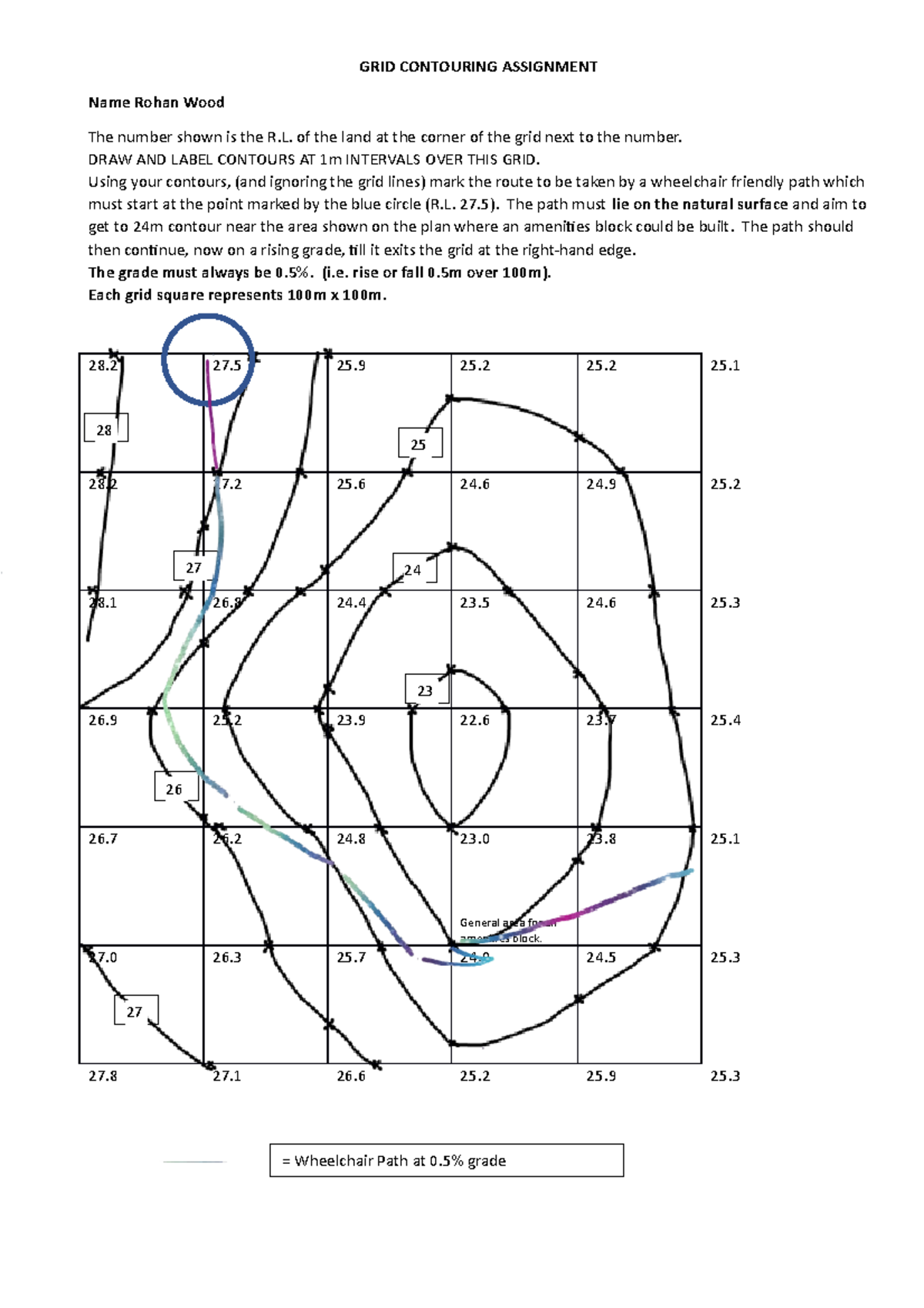Surveying Contouring Assignment - Name Rohan Wood GRID CONTOURING ...