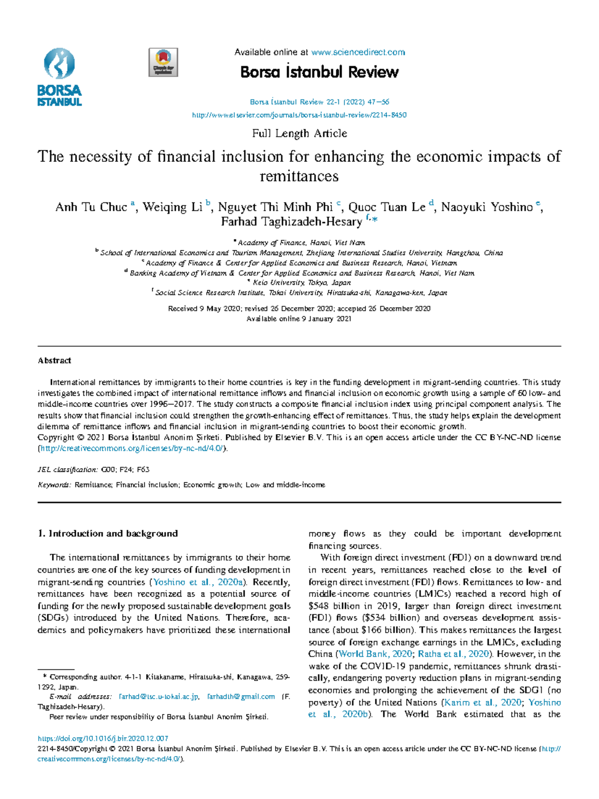 The Impact of Financial Inclusion on Economic Growth from Remittances ...