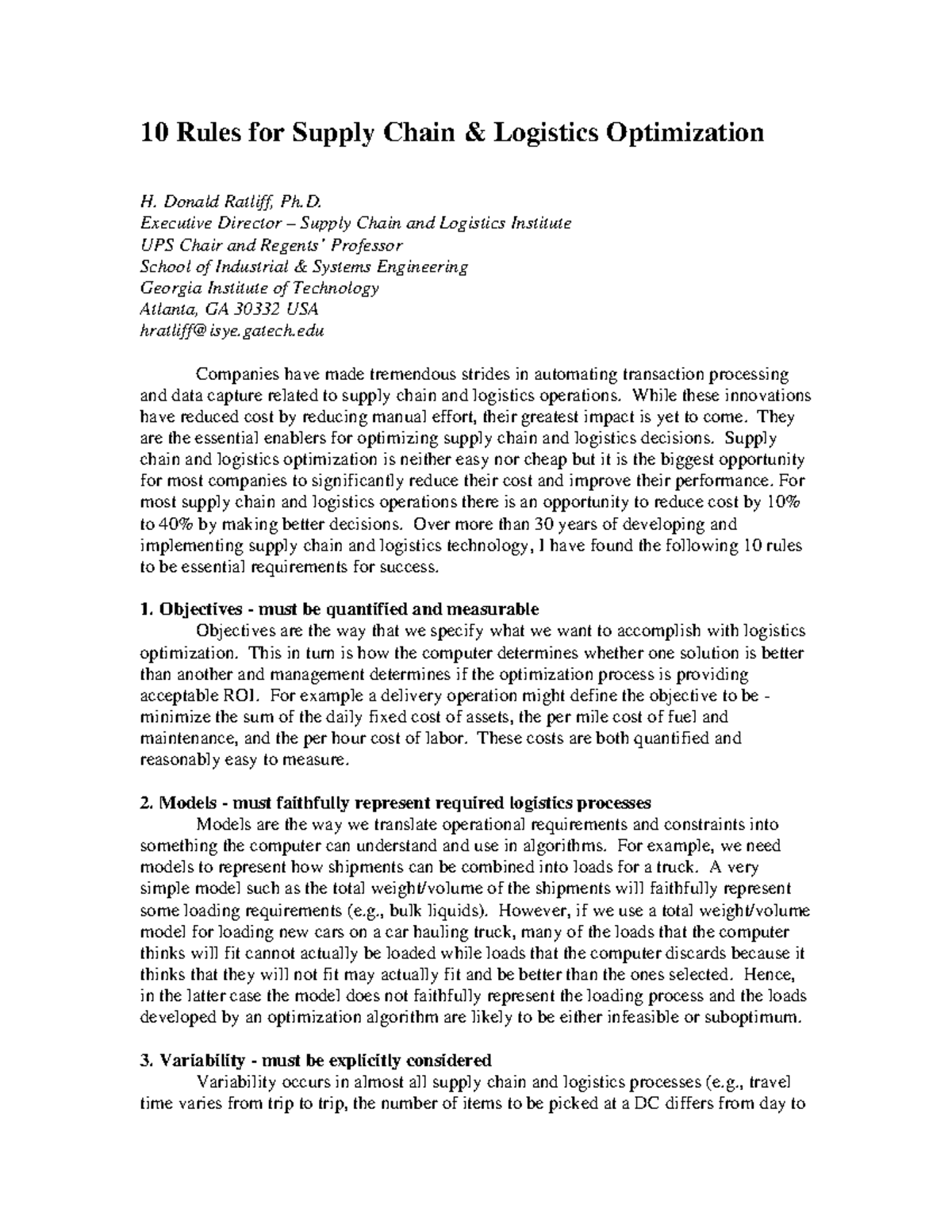 Gtscl-10 rules supply chain logistics optimization - 10 Rules for ...