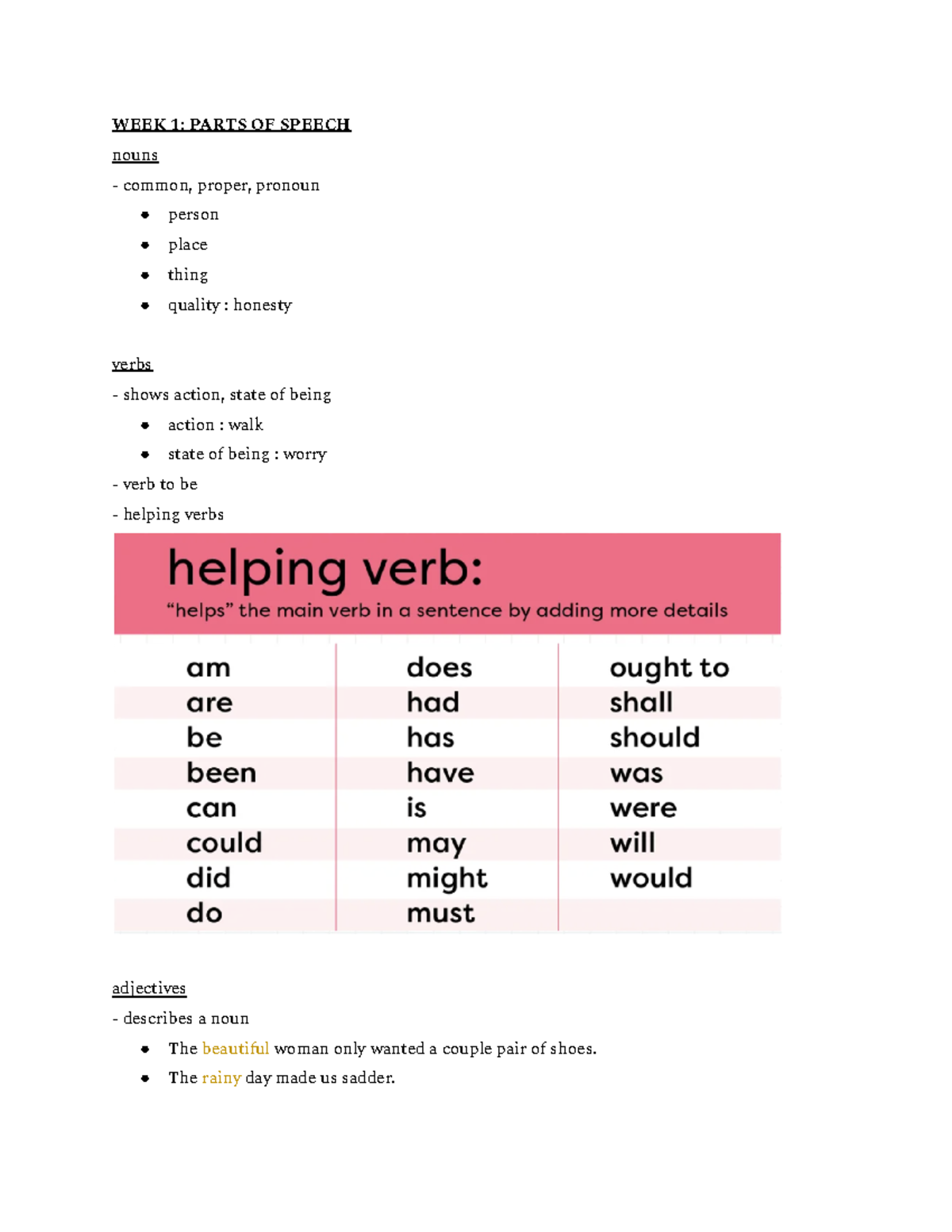 English Language Structure & Grammar Notes for ESL 101 - Studocu