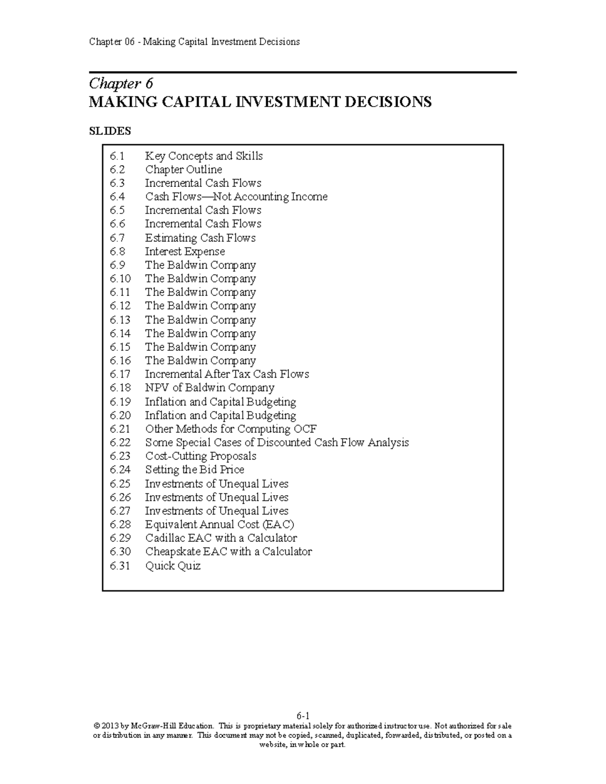 Chap006 - Making Capital Investment Decisions Notes - Studocu