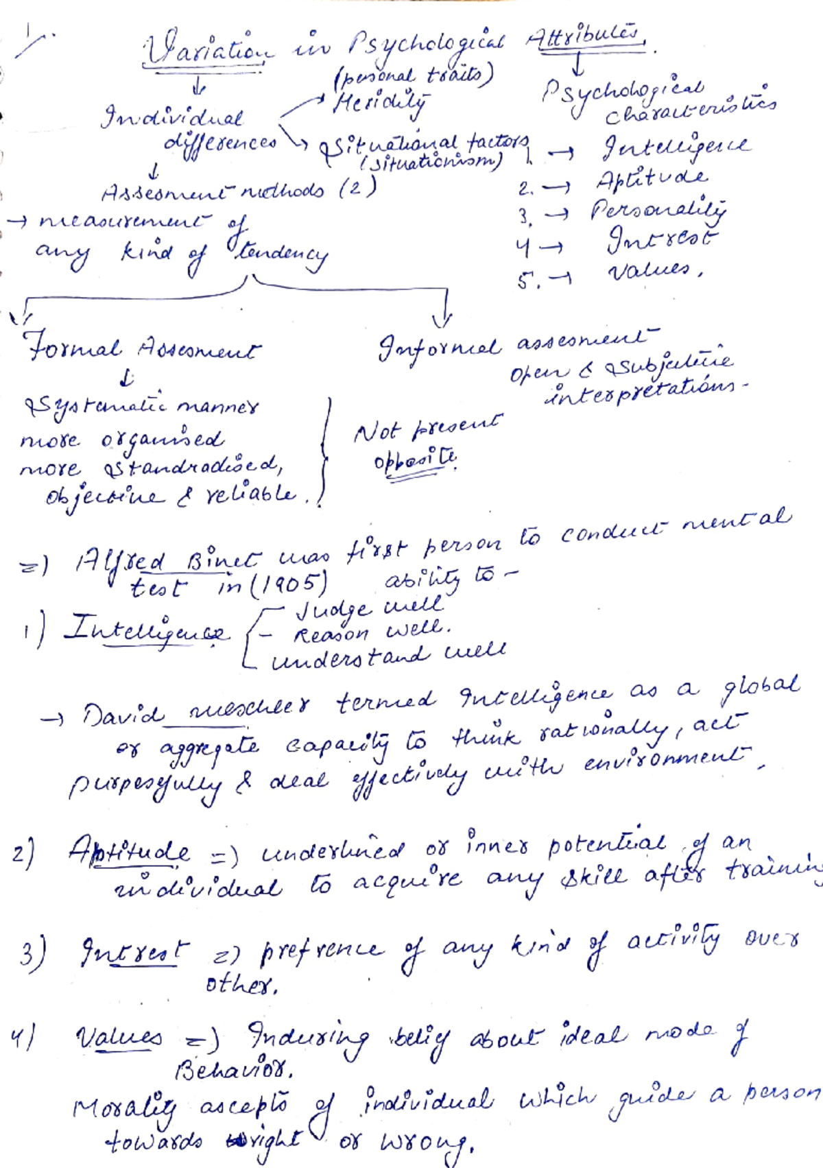 Psychology Notes: Variation in Psychological Attributes and Assessments ...
