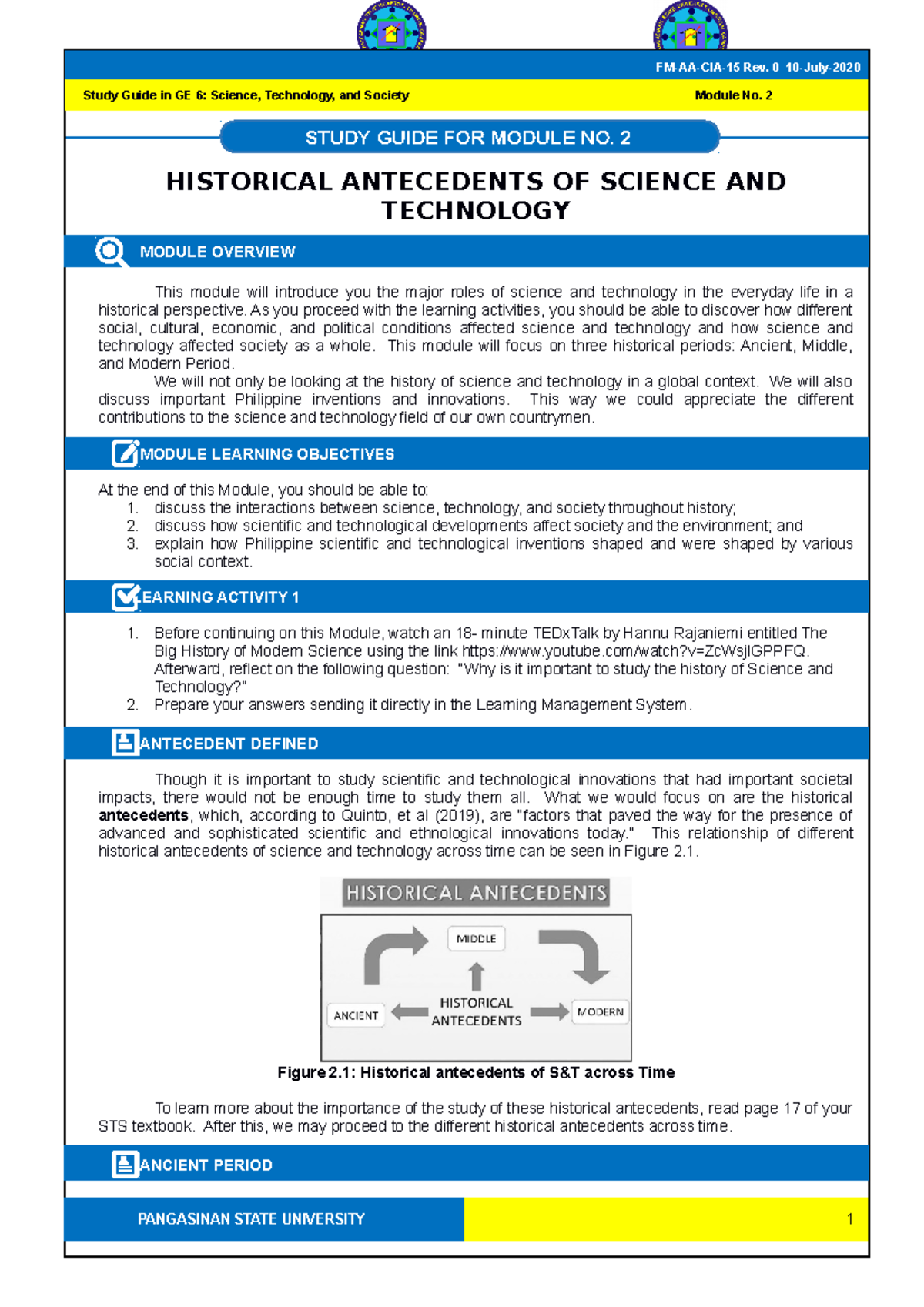 Study- Guide-2 FOR - HISTORICAL ANTECEDENTS OF SCIENCE AND TECHNOLOGY ...