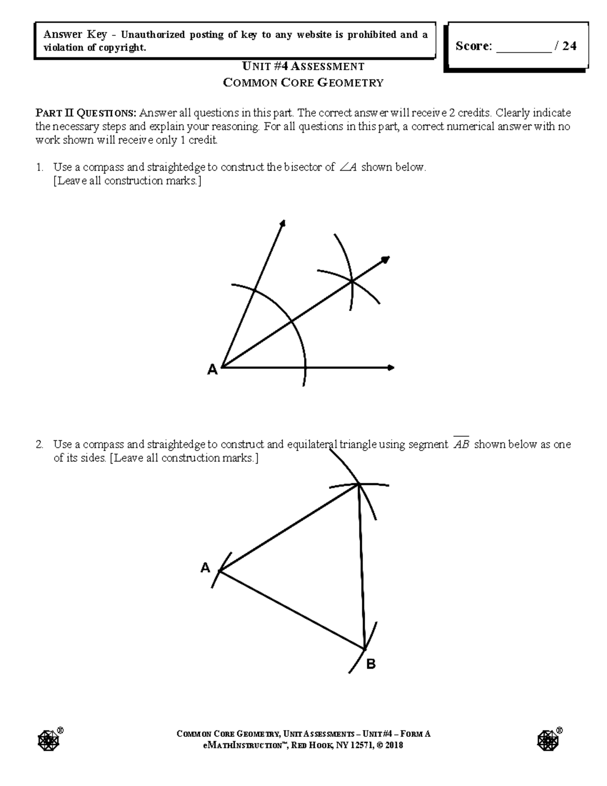 CCGeo.Unit 4 Assessment - Geometry Constructions and Reasoning - Studocu