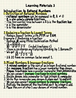 MATH 116 - 1 - Overview of Learning Materials 1: Whole Numbers, Decimal ...