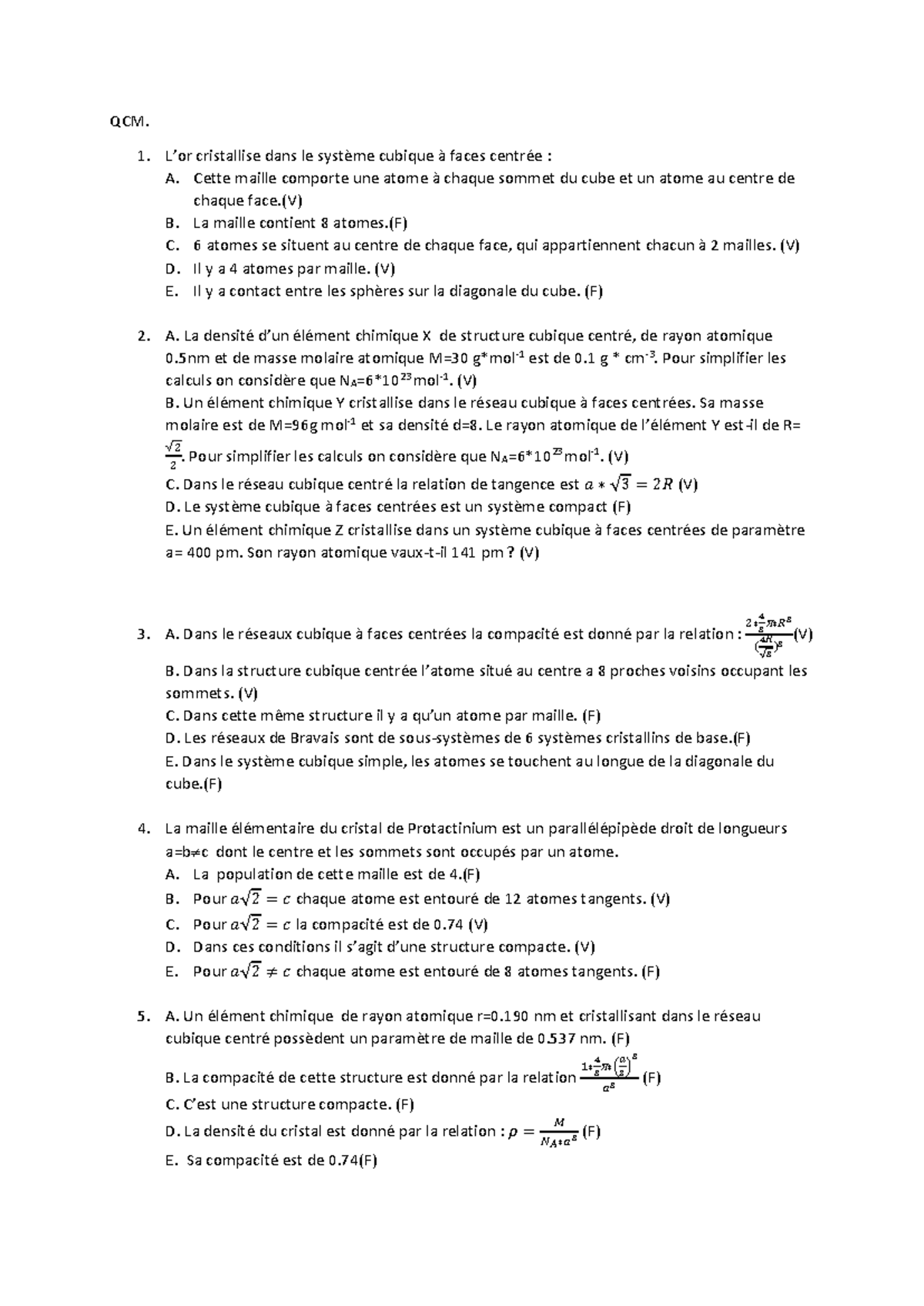 QCM Thèmes 3 et 4: Réponses et Explications sur les Structures ...