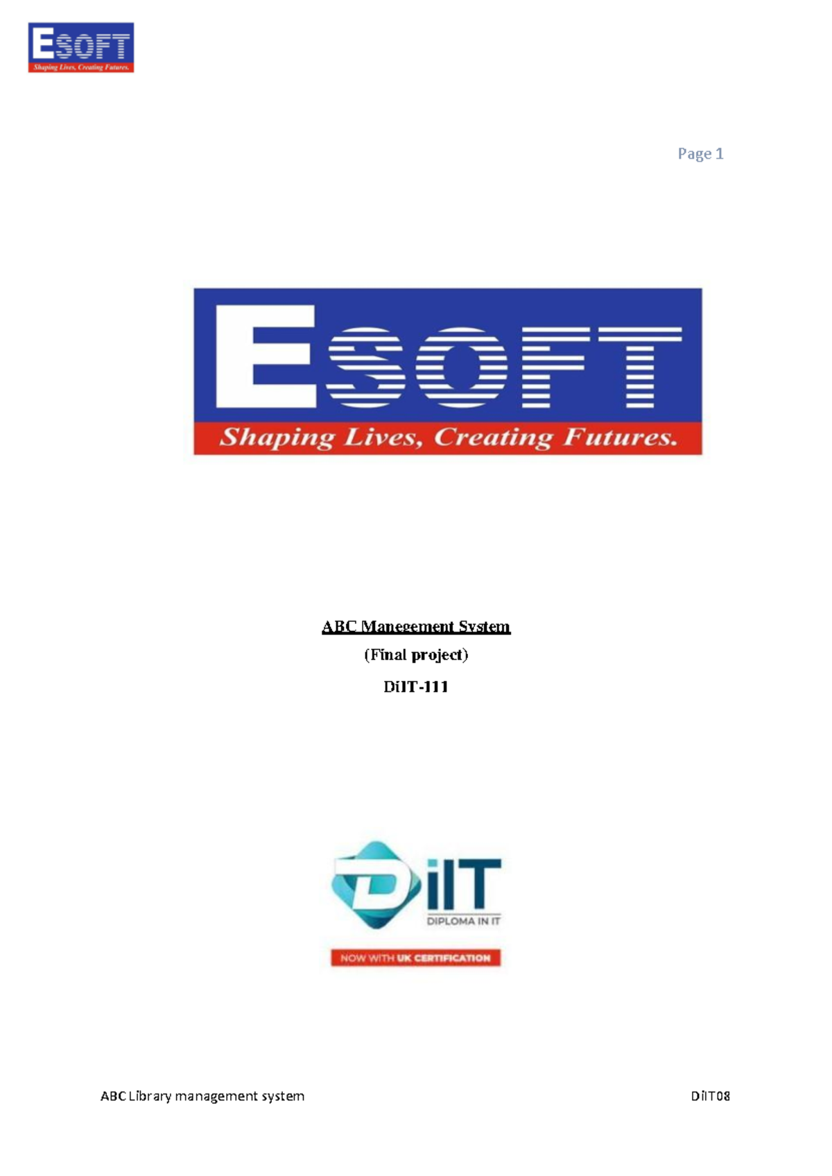ABC Library Management System - DiIT 111 Final Project Overview - Studocu