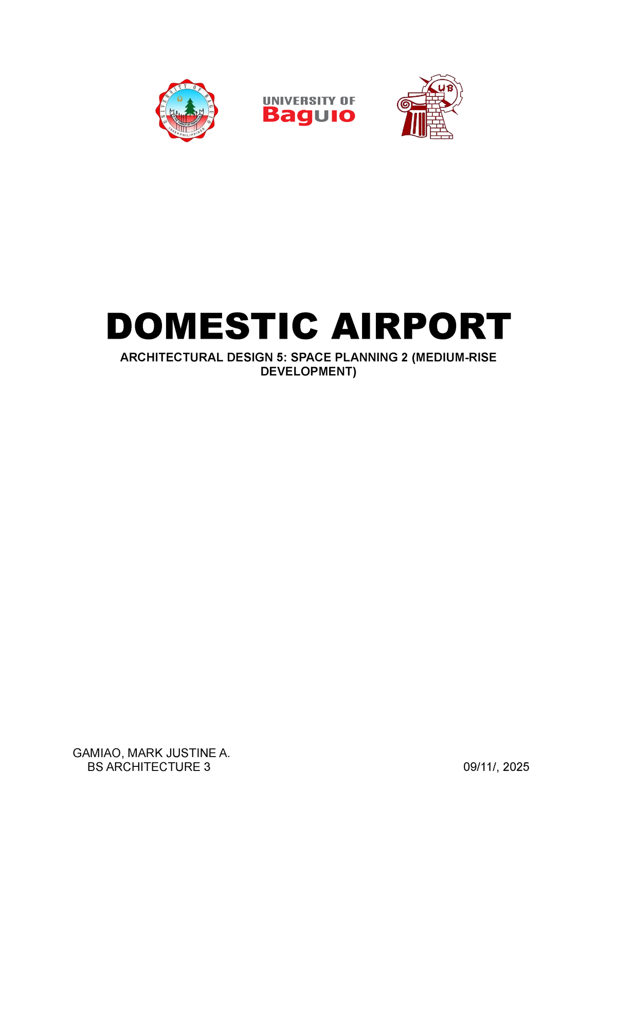 Domestic Airport Architectural Design 5: Space Planning & Development ...