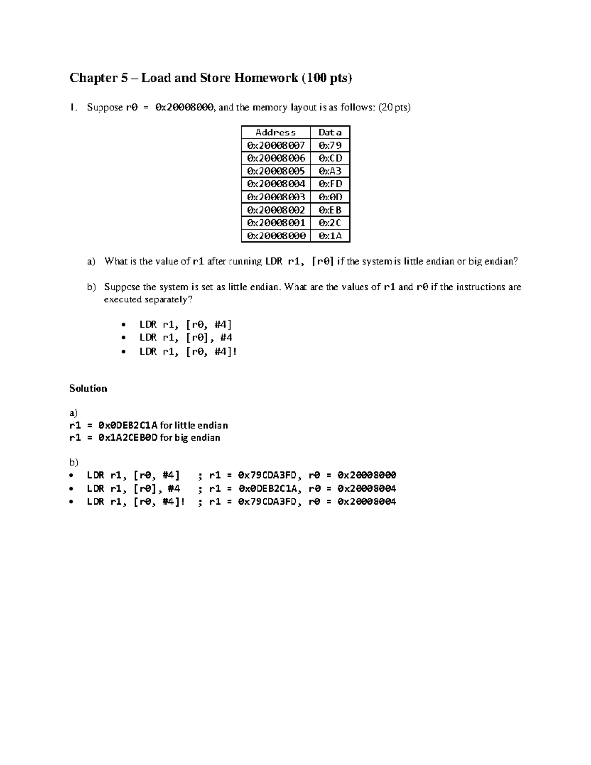 EE3501 Chapter 5 Load and Store Homework Solutions - Studocu