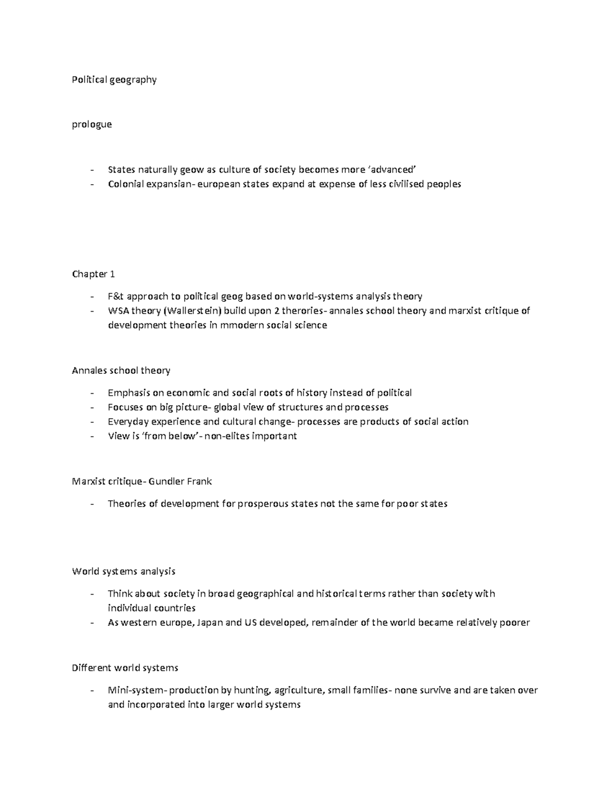 F&t 2018 - Comprehensive Notes on Political Geography Concepts ...