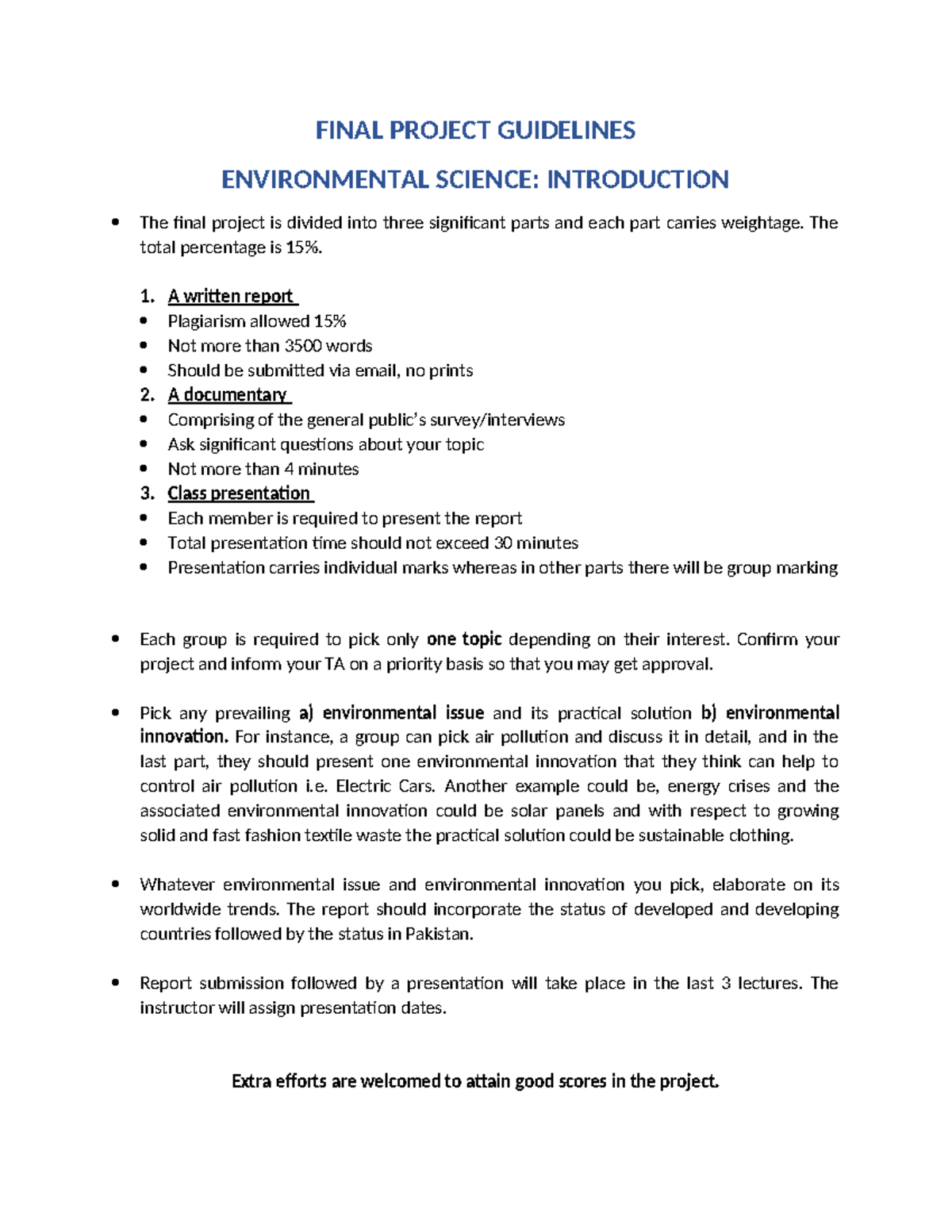732 9073 313113 - Final Project Guidelines in Environmental Science ...