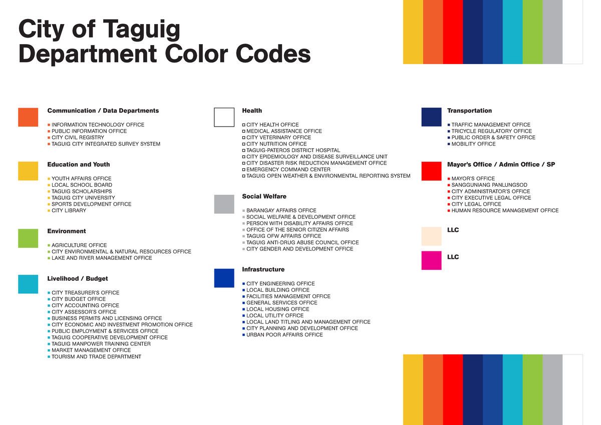 City of Taguig Department Color Codes Guide - Studocu
