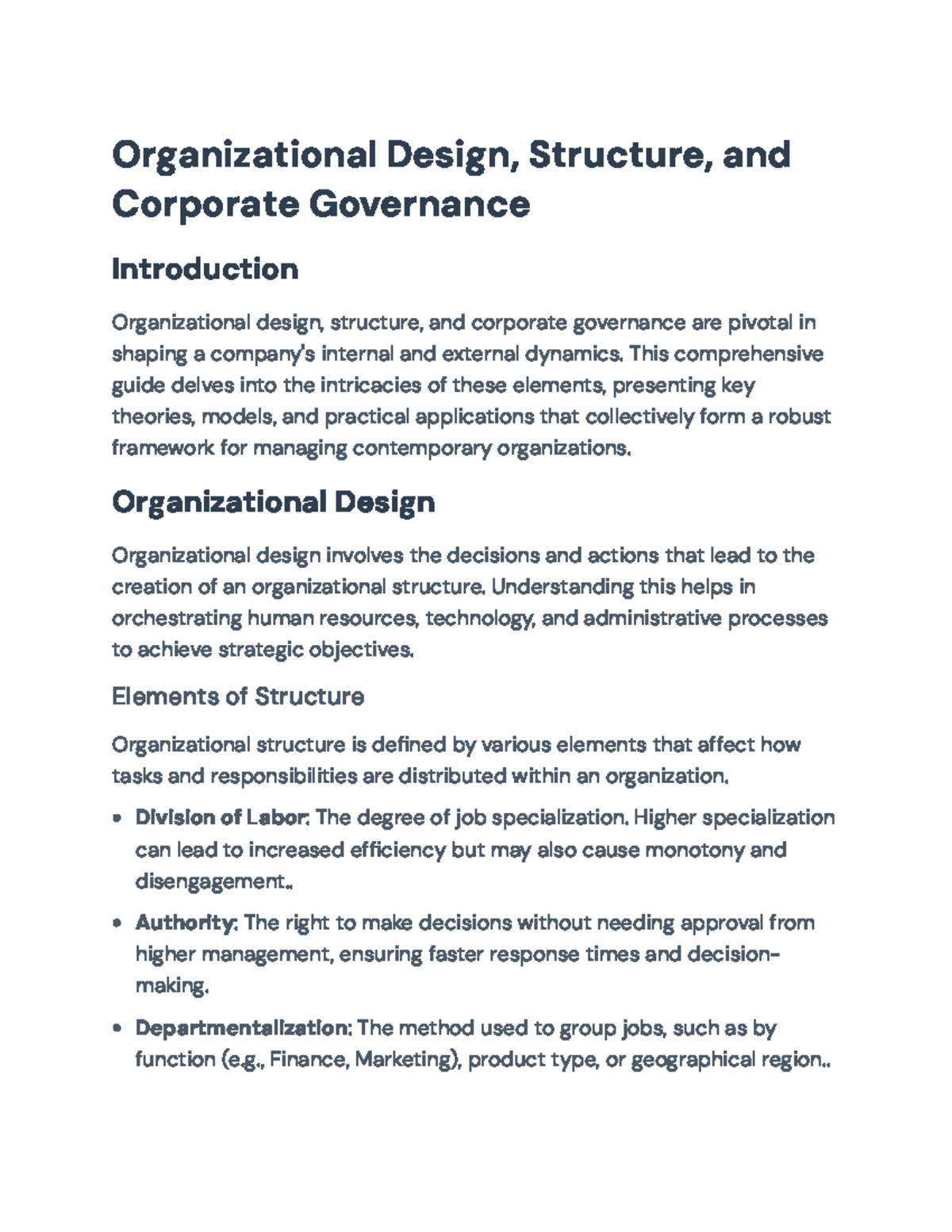Organizational Design, Structure, and Governance: A Comprehensive Guide ...