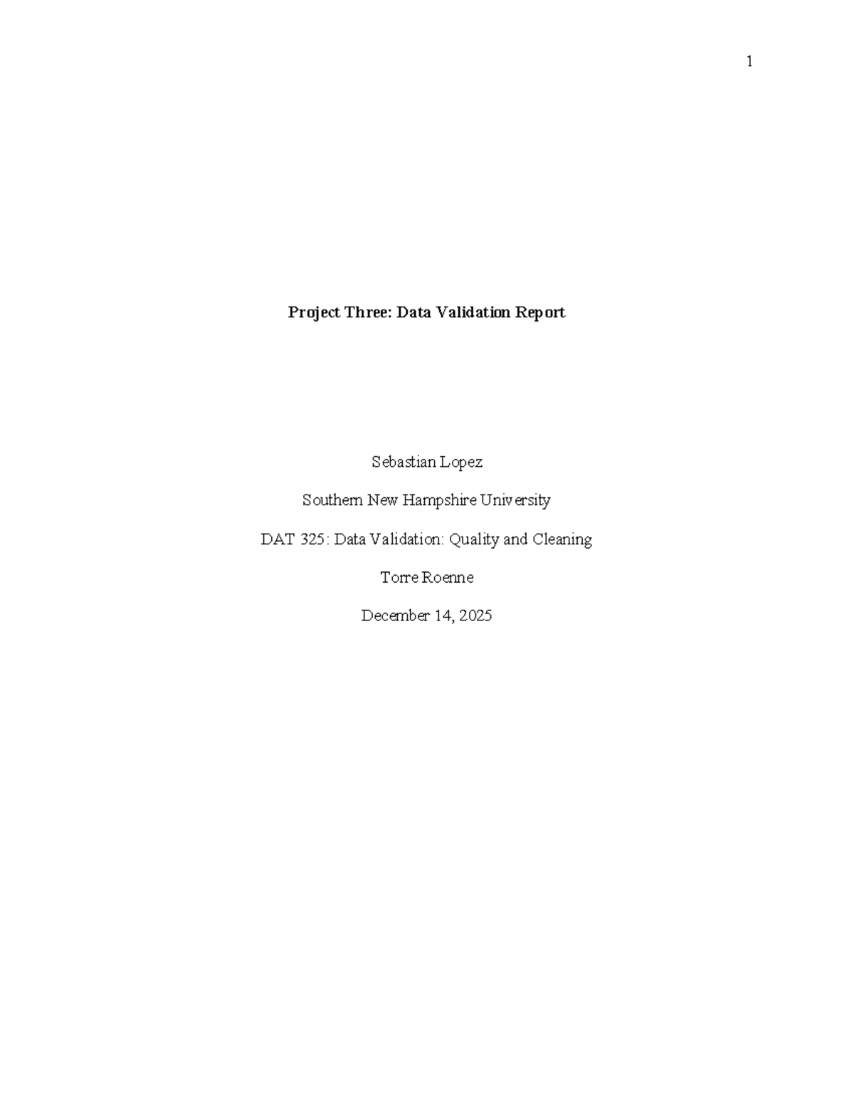 DAT 325: Project Three - Data Validation Report - Studocu