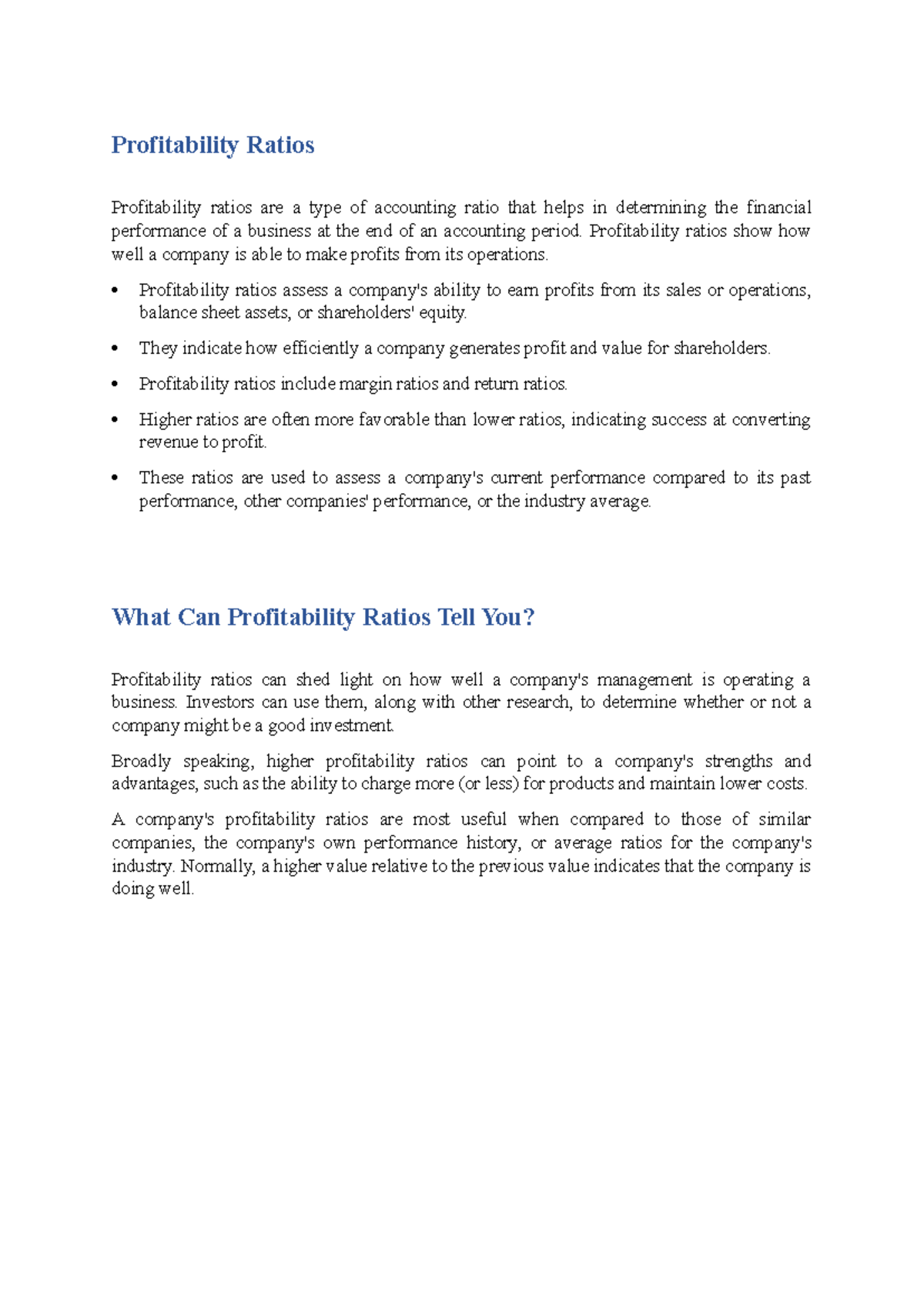 Profitability Ratios Overview and Analysis (MX) - Studocu