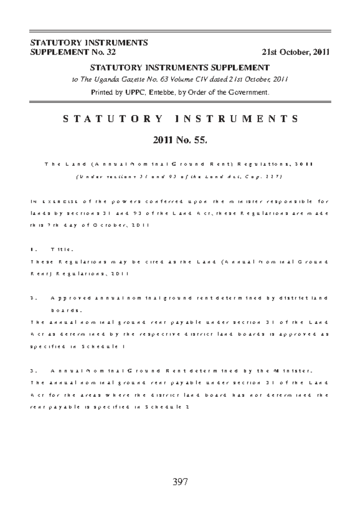 Land (Annual Nominal Ground Rent) Regs 2011 - Statutory Instruments ...