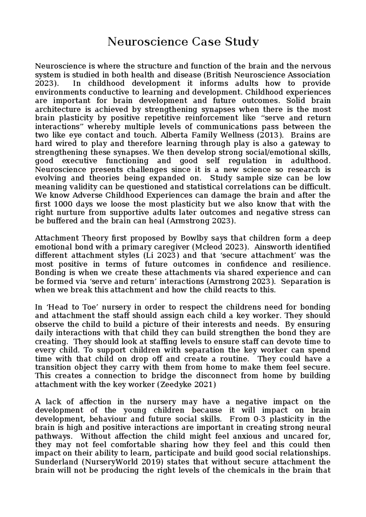 Neuroscience Case Study Assesment - Neuroscience Case Study ...