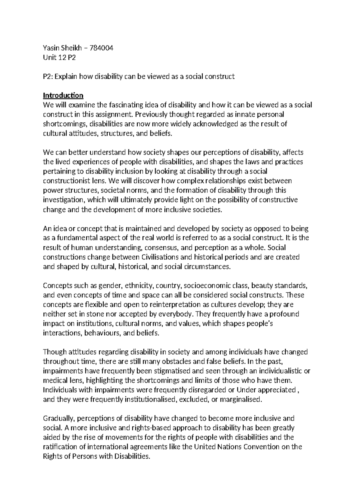 Unit 12 P2 - Social Construct of Disability: A Critical Exploration ...