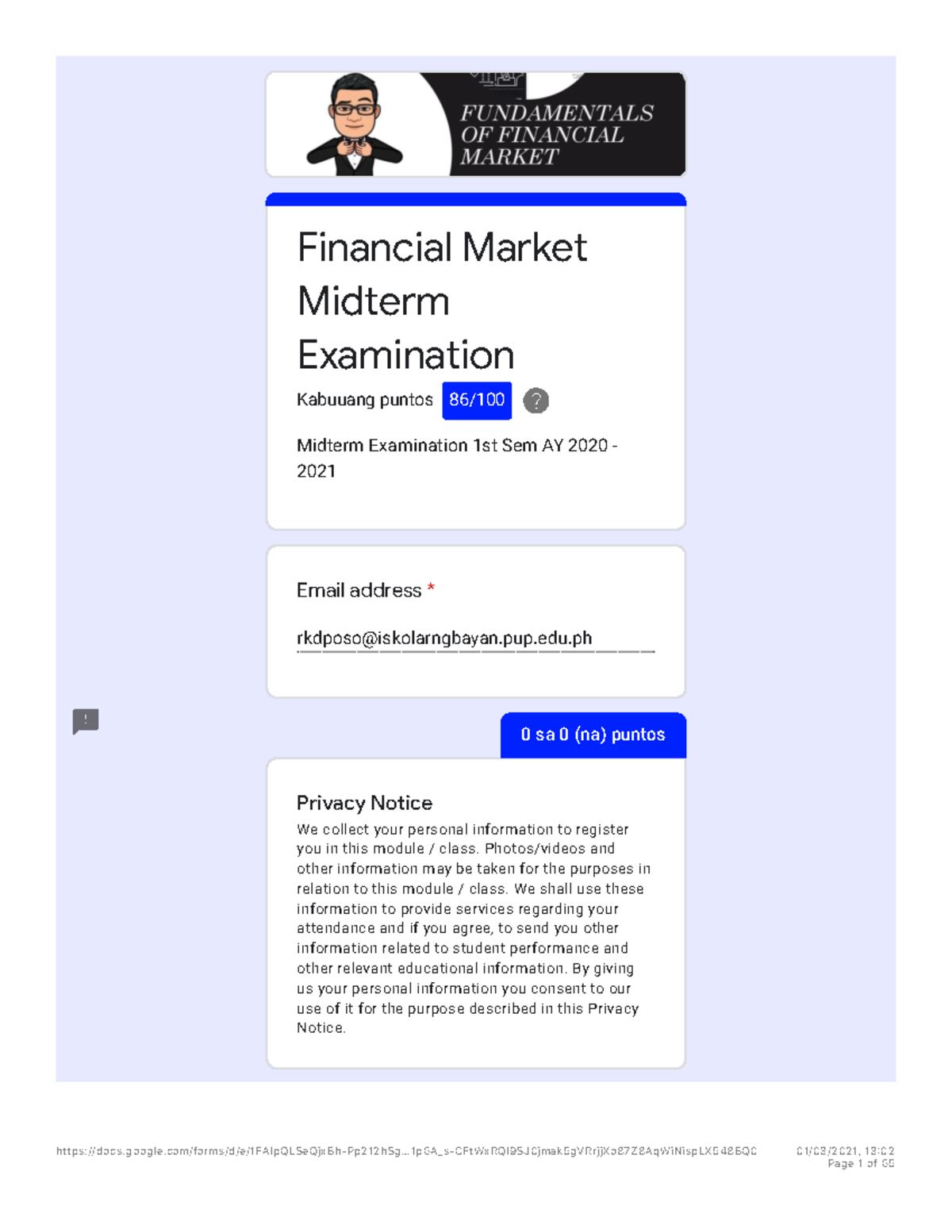 Financial Market (FINM101) Midterm Exam AY 2020-2021 - Studocu