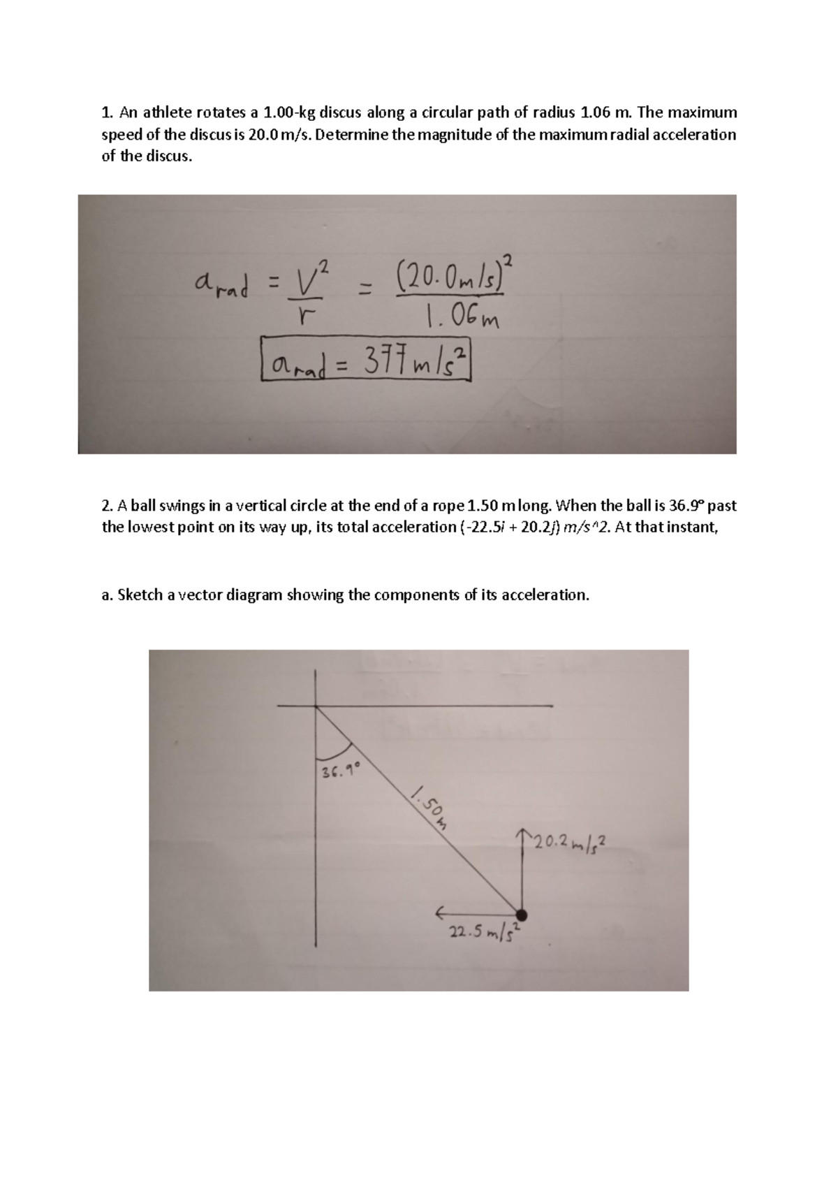 Assessment Task 4 - Circular Motion Problem Solutions & Analysis - Studocu