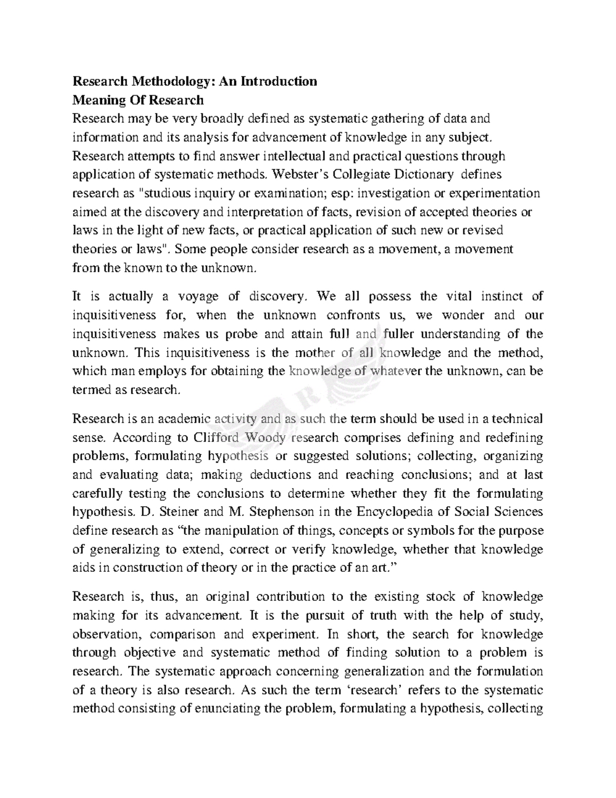 Unit 1: Research Methodology - An Introduction to Research Concepts ...