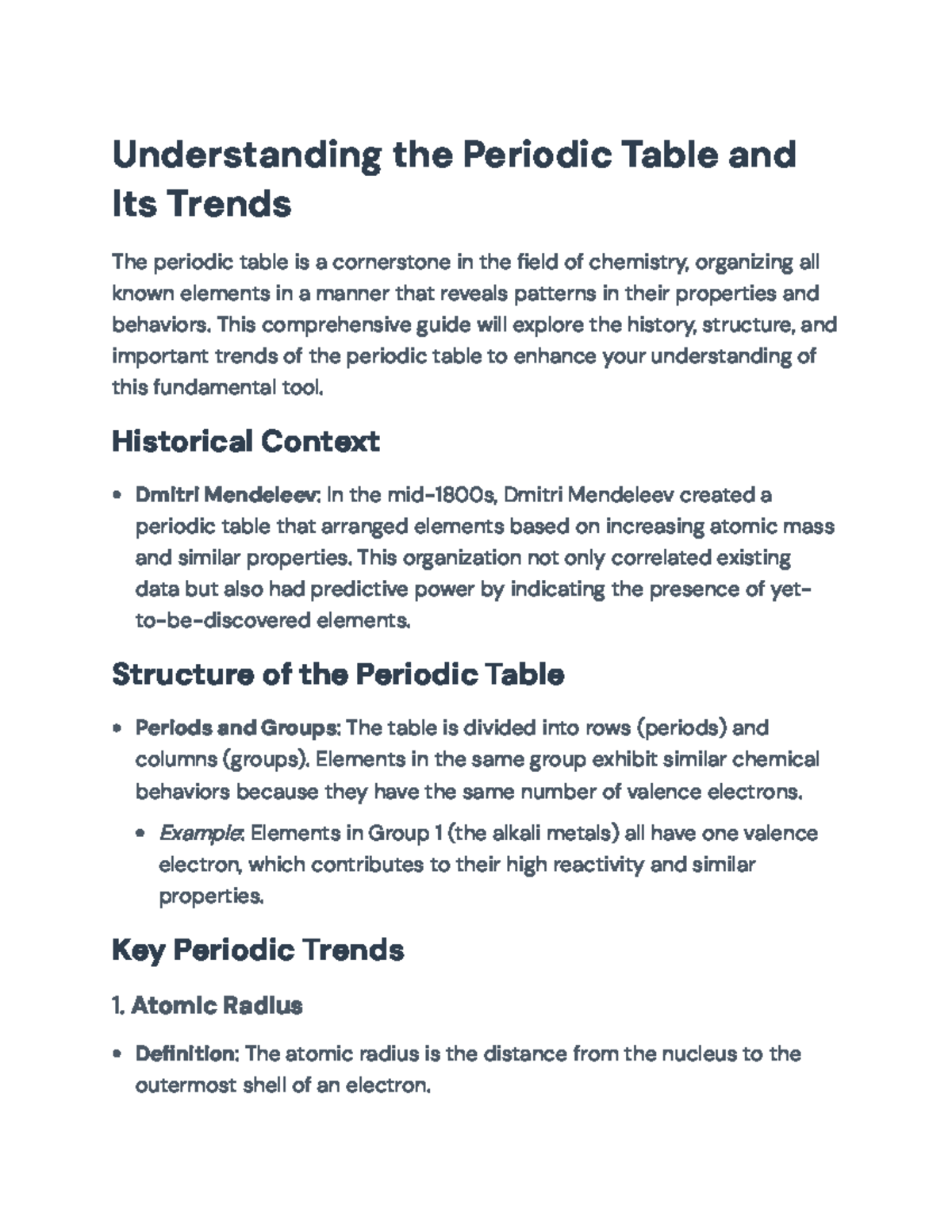 Understanding the Periodic Table: Key Trends and Concepts in Chemistry ...